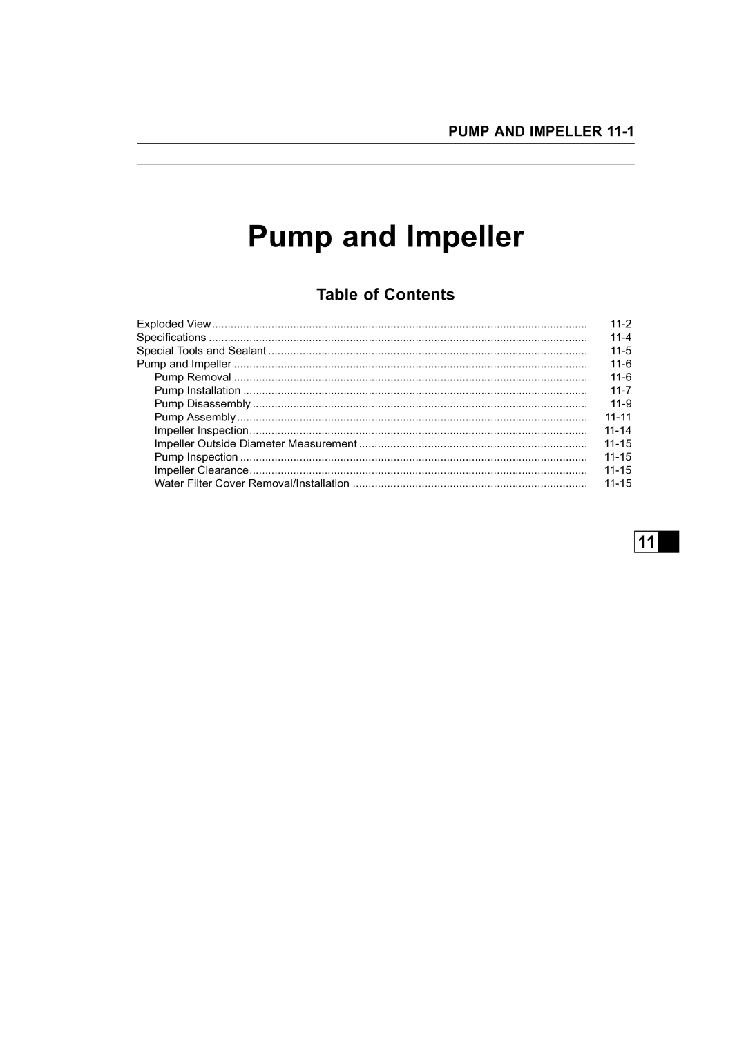 Kawasaki STX-15F service manual Pump and Impeller 