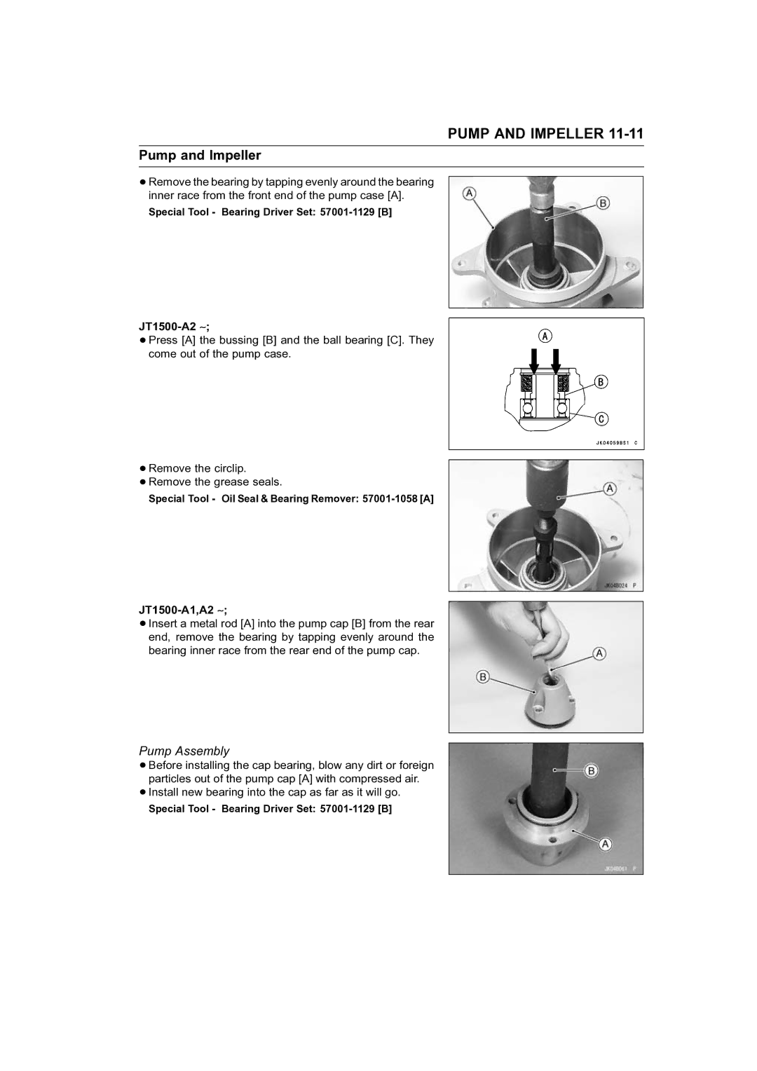 Kawasaki STX-15F service manual Pump Assembly, JT1500-A1,A2 ∼ 