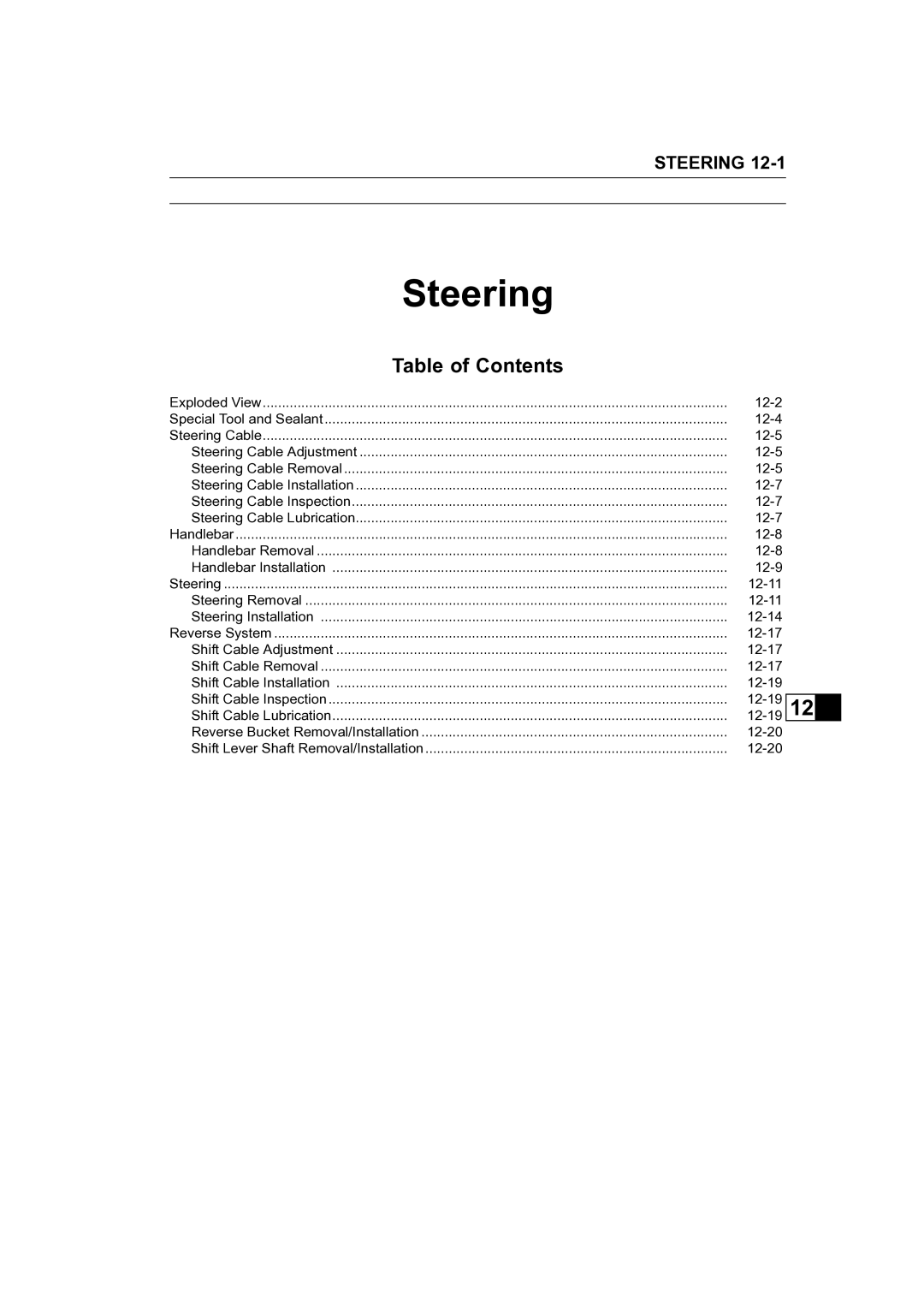 Kawasaki STX-15F service manual Steering 