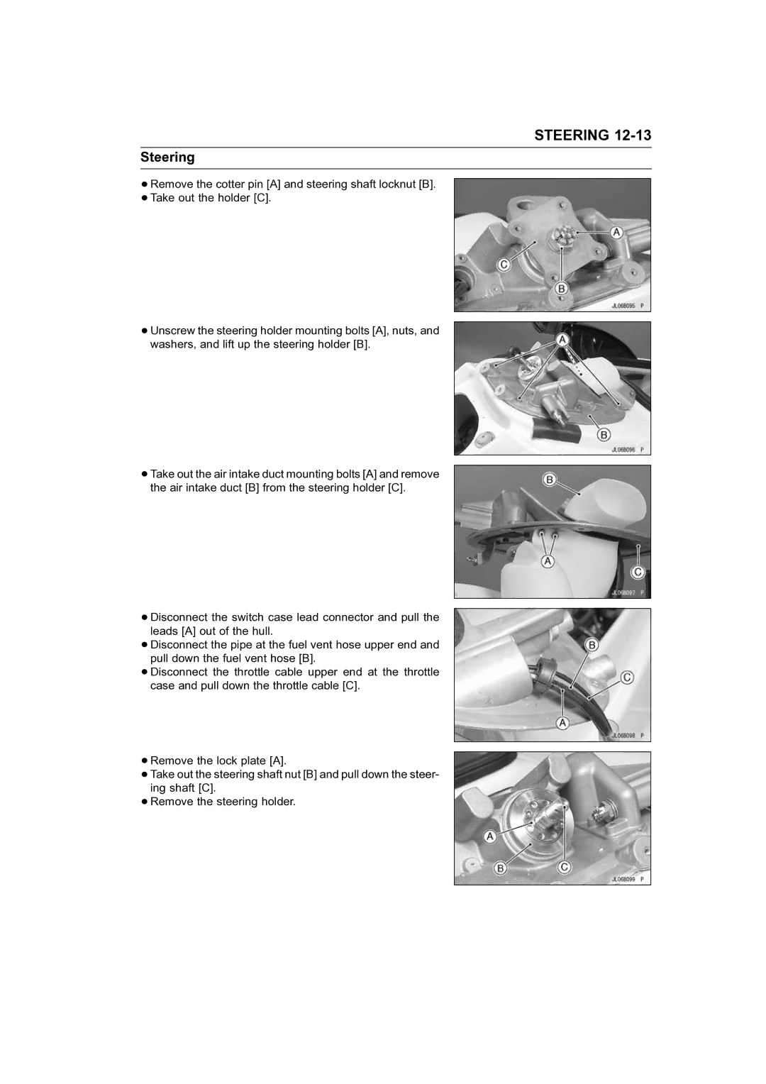 Kawasaki STX-15F service manual Steering 