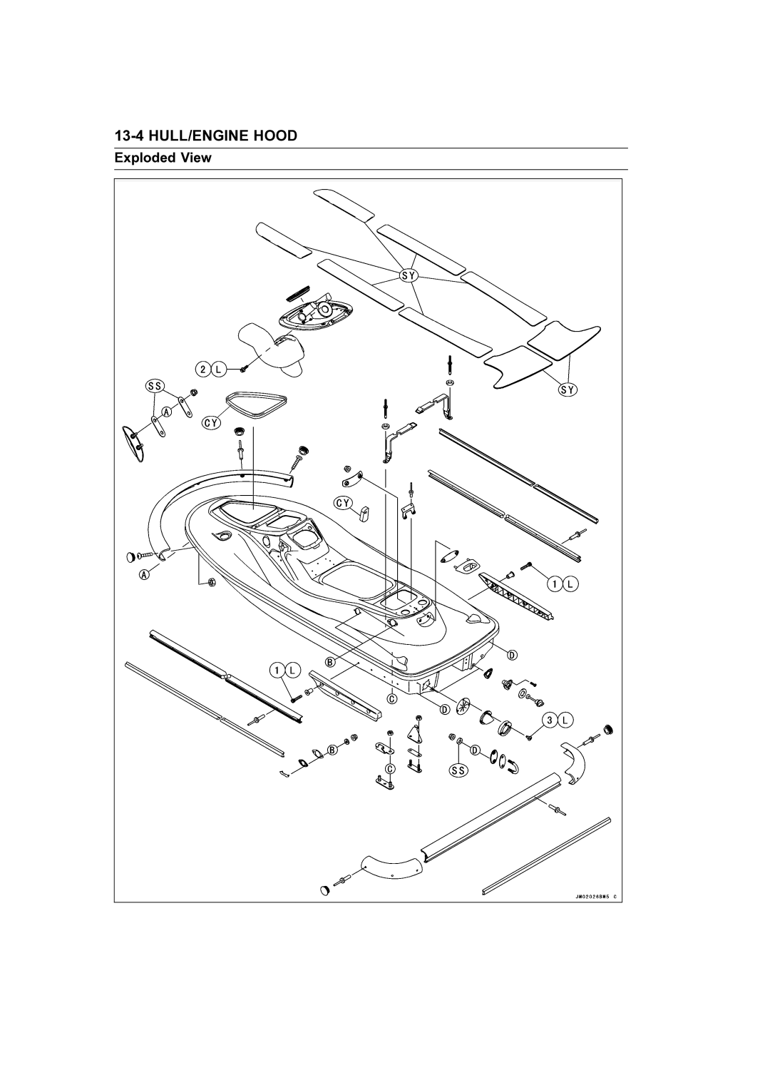 Kawasaki STX-15F service manual HULL/ENGINE Hood 