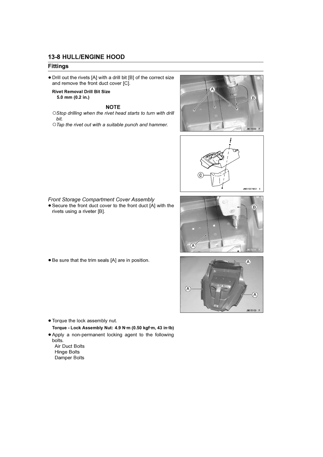 Kawasaki STX-15F service manual Front Storage Compartment Cover Assembly 