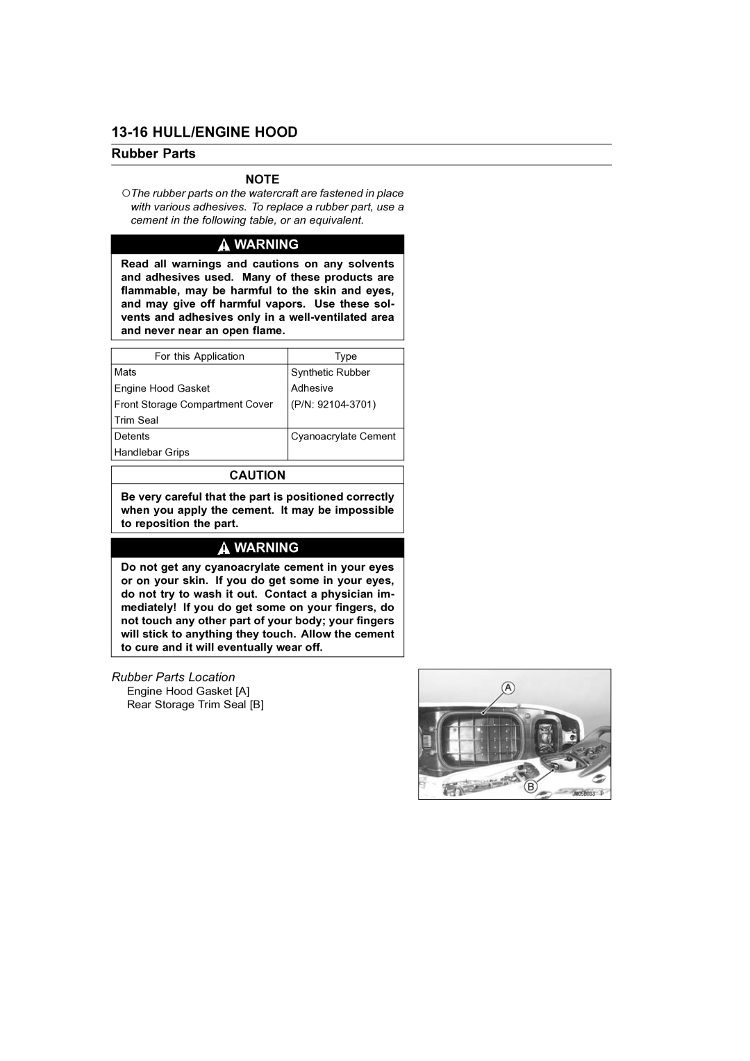 Kawasaki STX-15F service manual Rubber Parts Location 