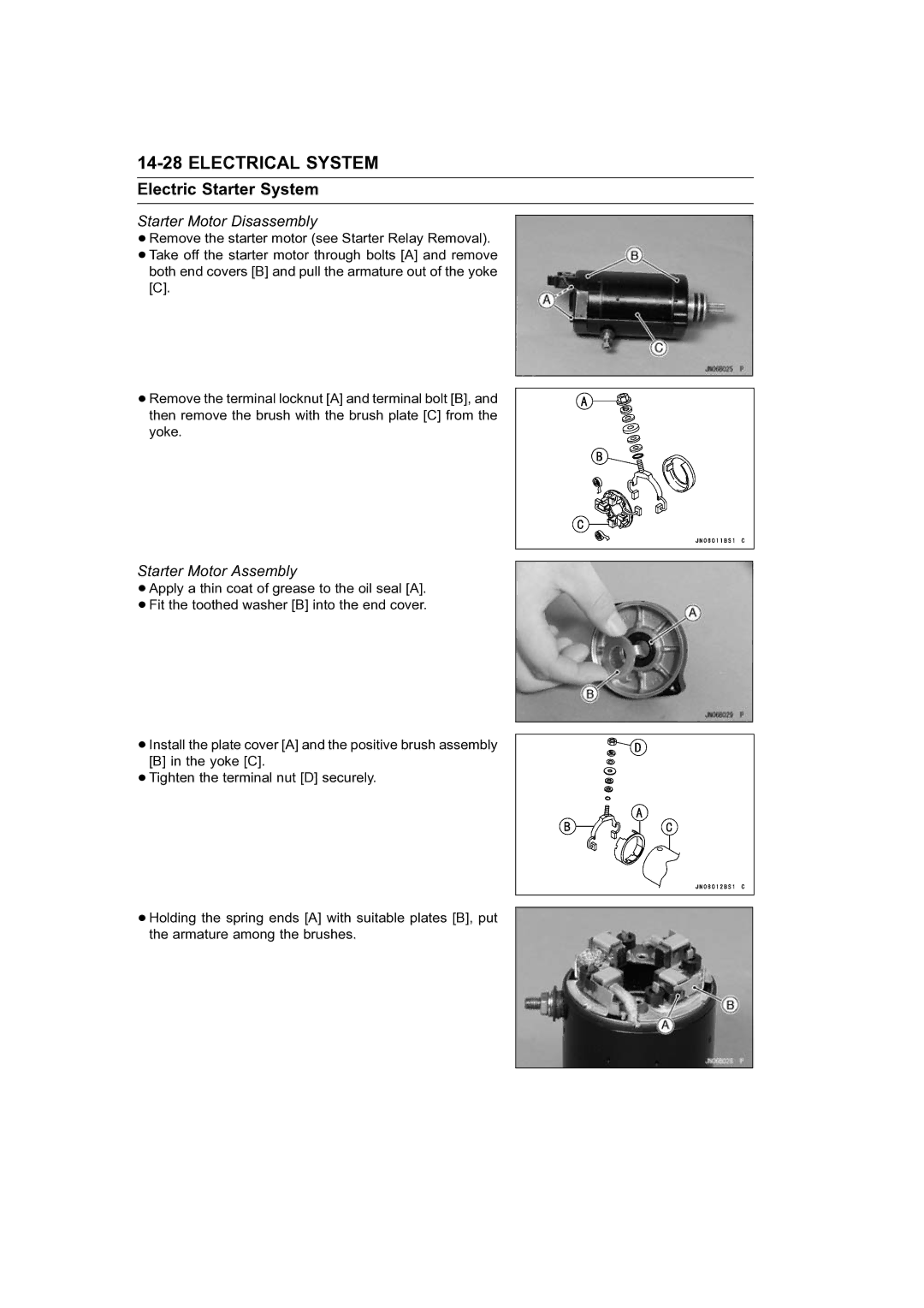 Kawasaki STX-15F service manual Starter Motor Disassembly, Starter Motor Assembly 