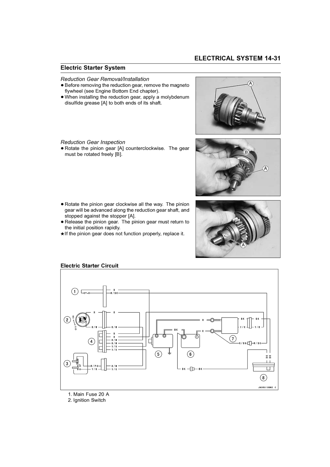 Kawasaki STX-15F service manual Reduction Gear Removal/Installation, Reduction Gear Inspection 