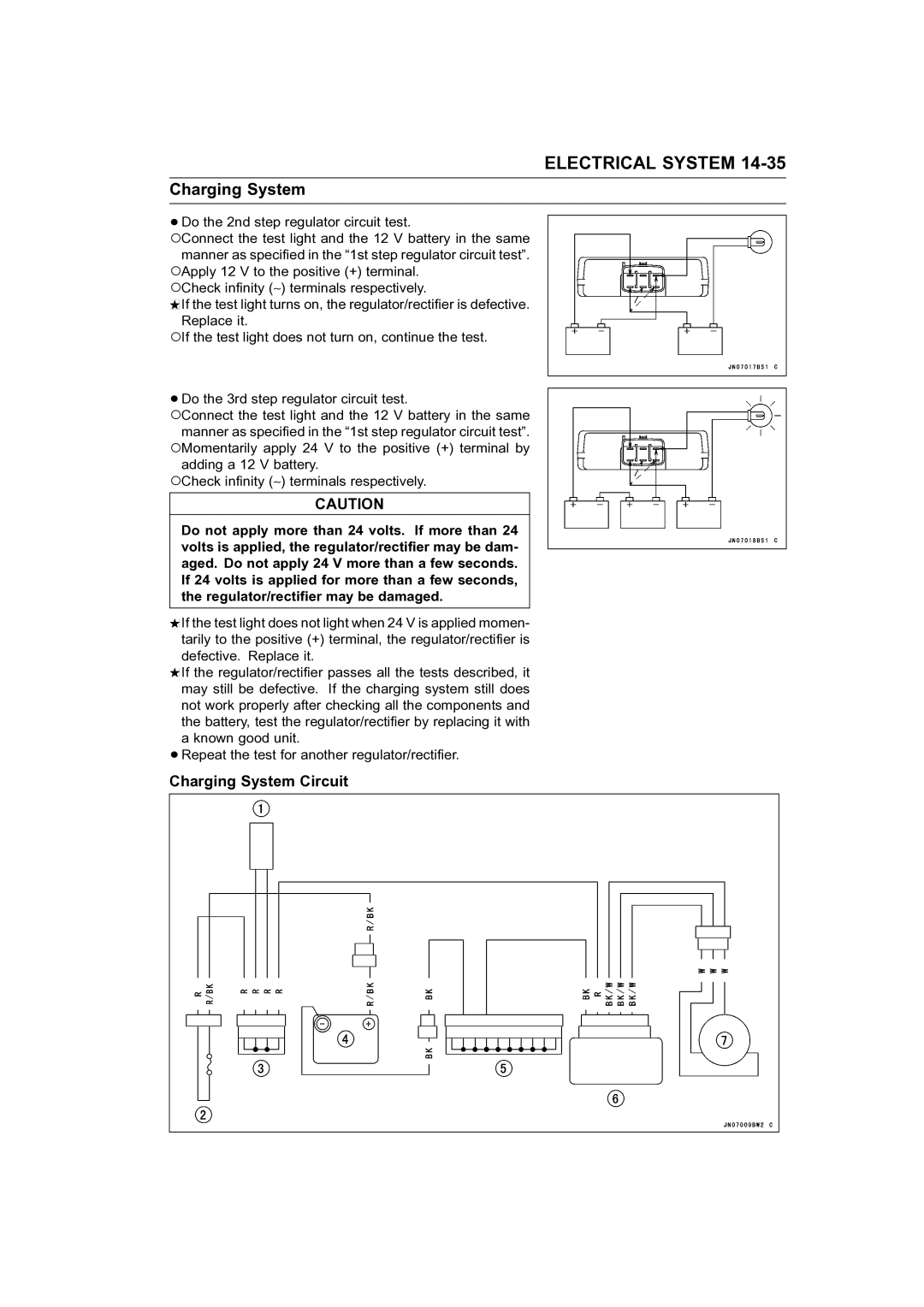 Kawasaki STX-15F service manual Charging System Circuit 