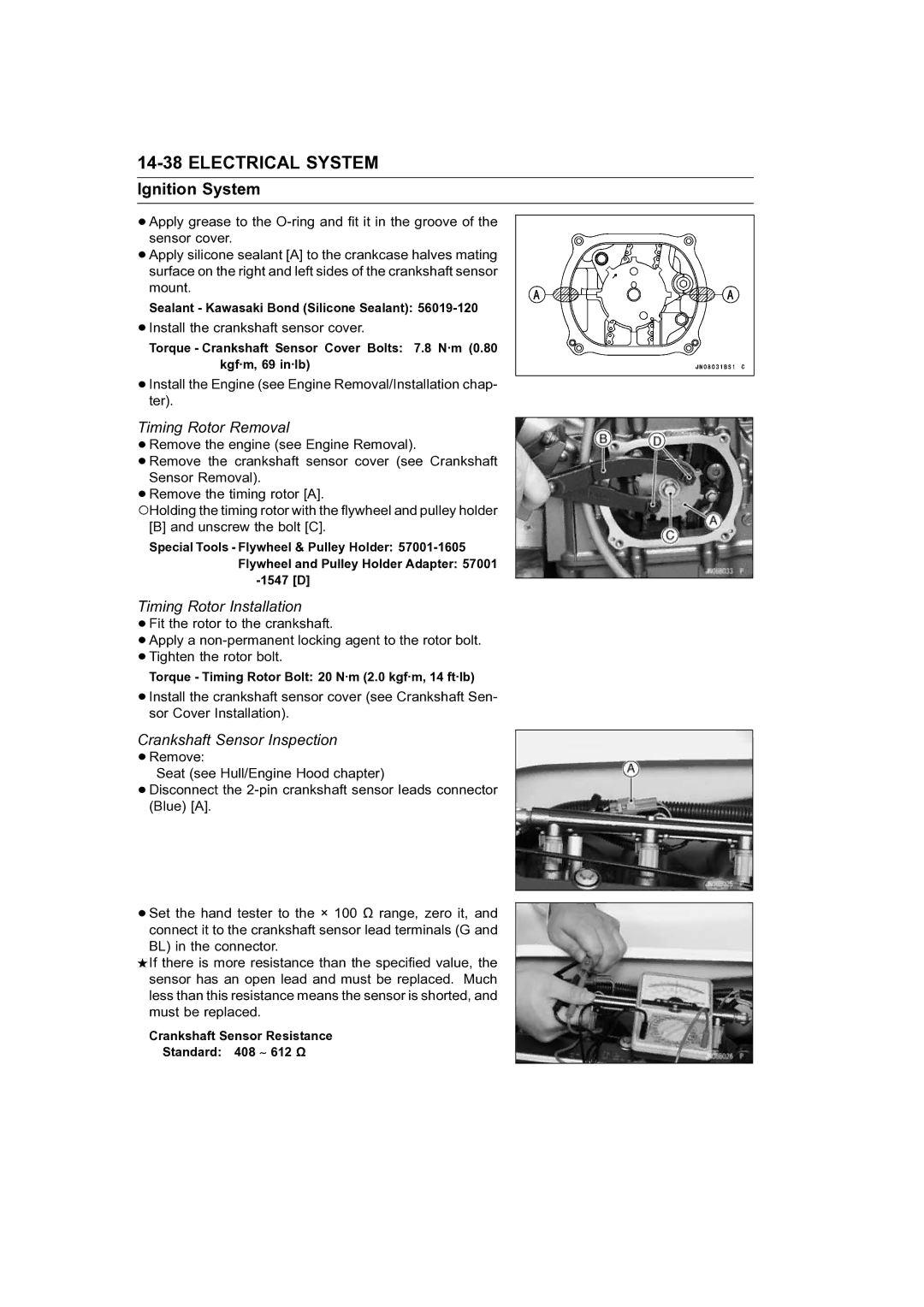 Kawasaki STX-15F service manual Timing Rotor Removal, Timing Rotor Installation 