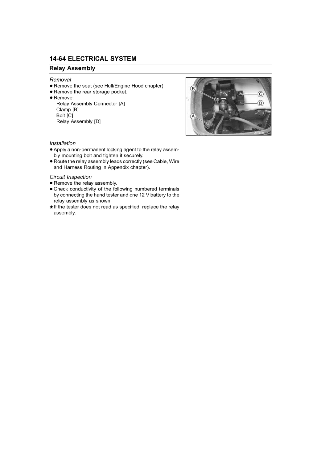 Kawasaki STX-15F service manual Relay Assembly, Circuit Inspection 