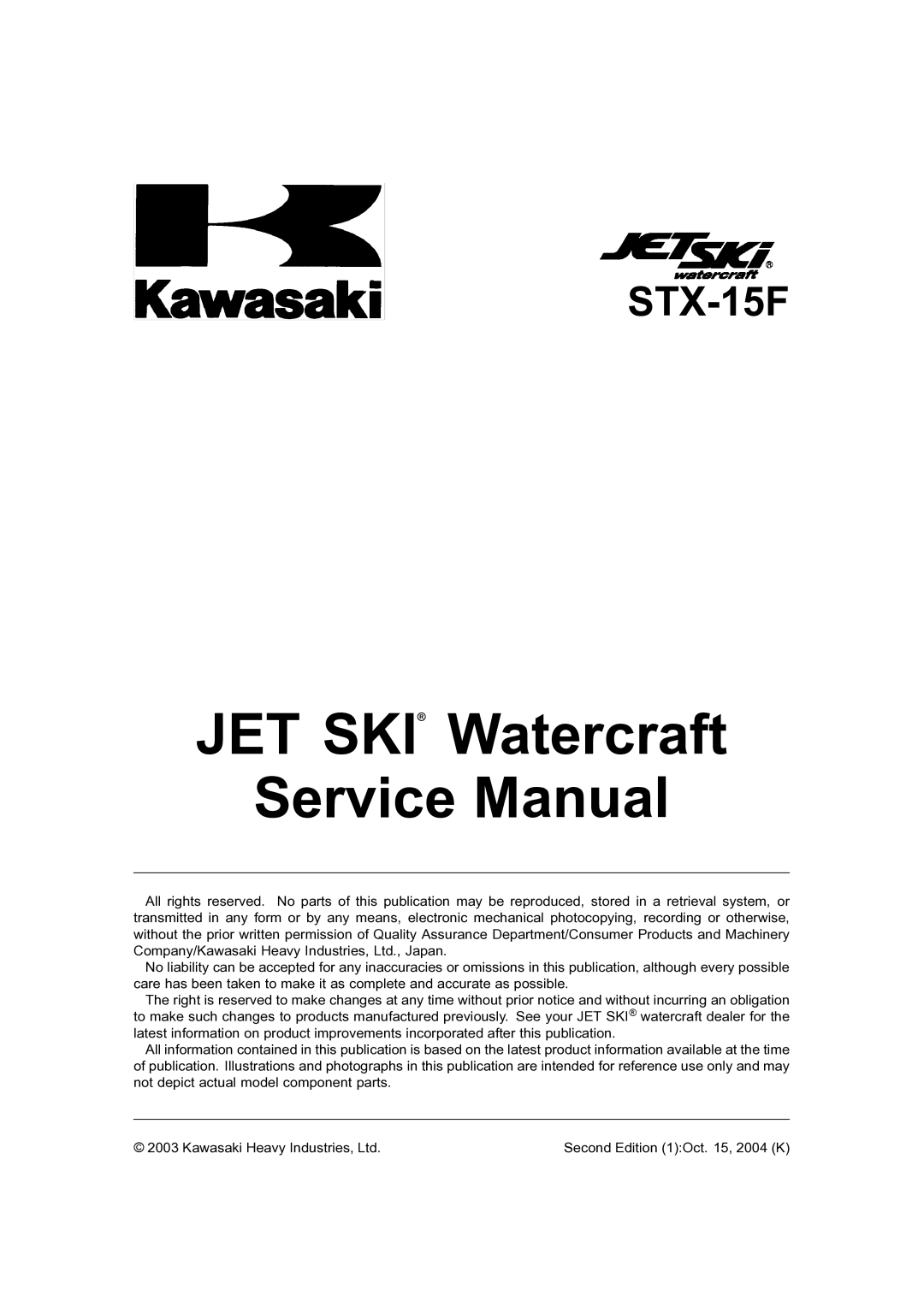 Kawasaki STX-15F service manual JET SKI Watercraft 