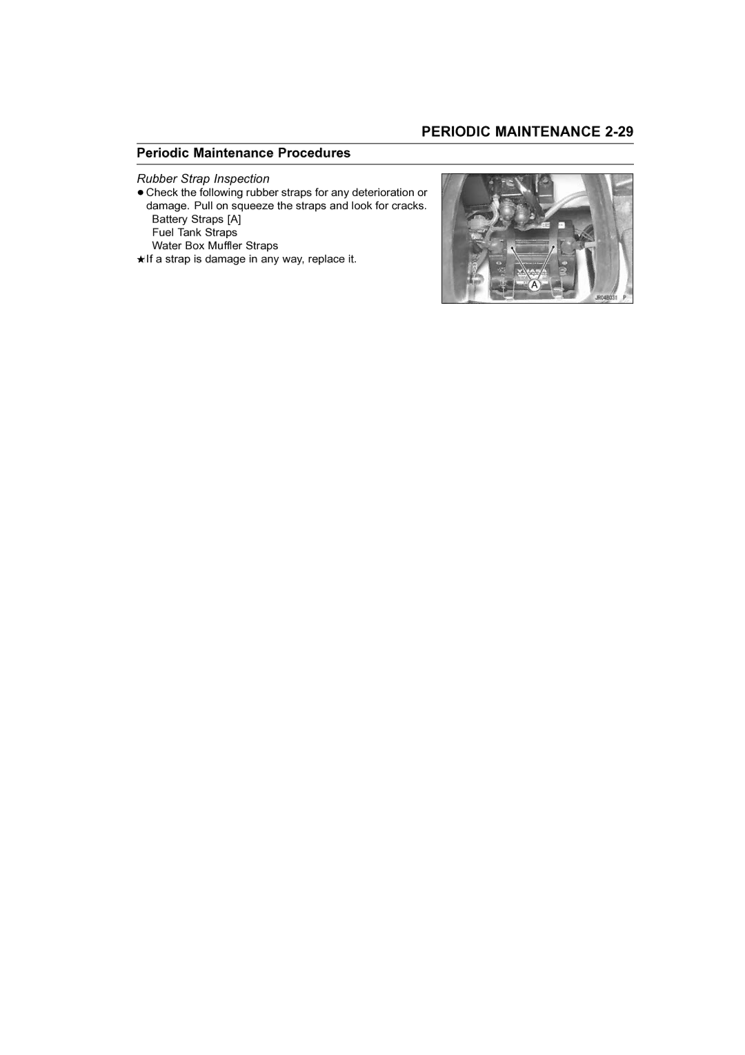 Kawasaki STX-15F service manual Rubber Strap Inspection 