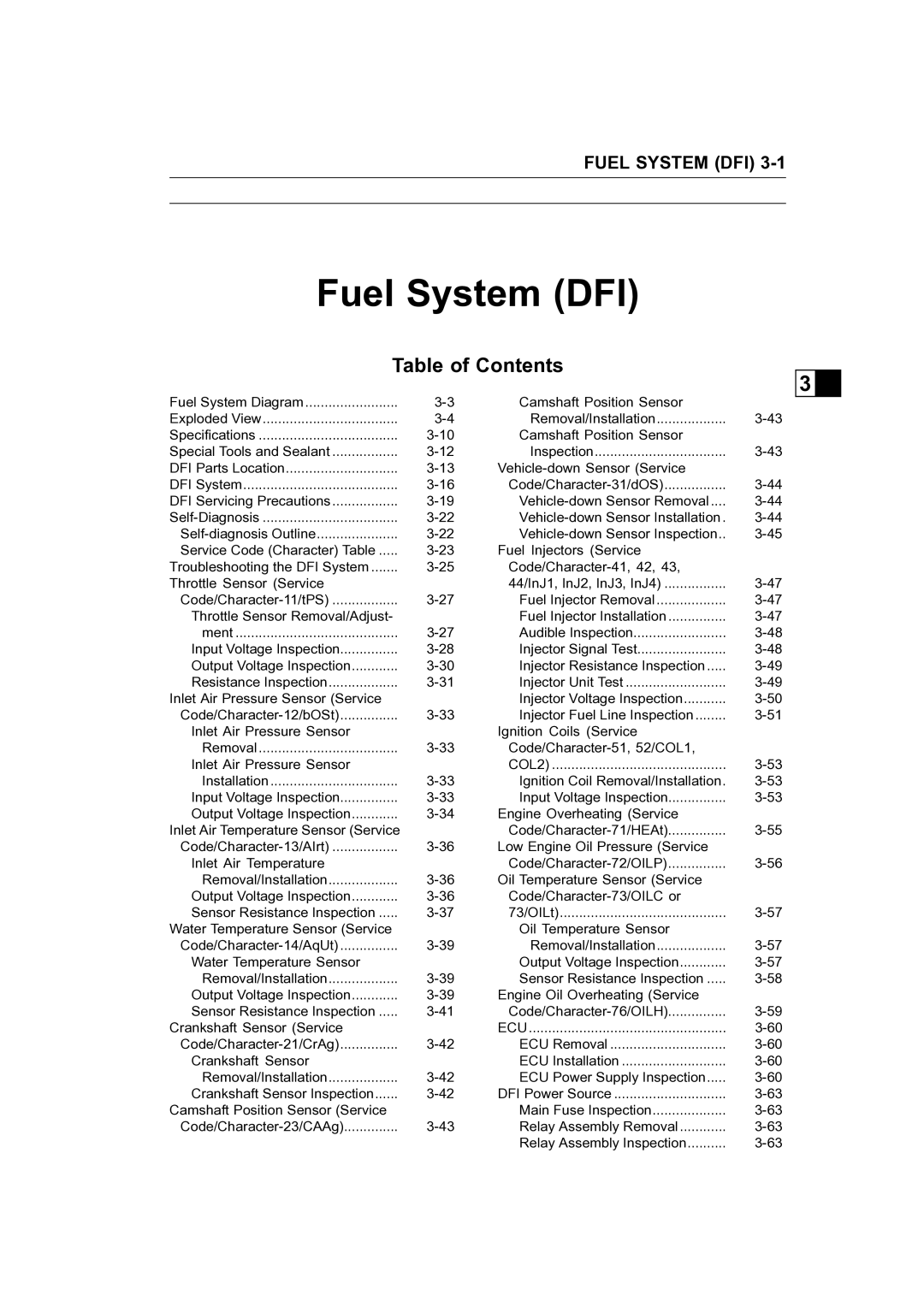 Kawasaki STX-15F service manual Fuel System DFI 