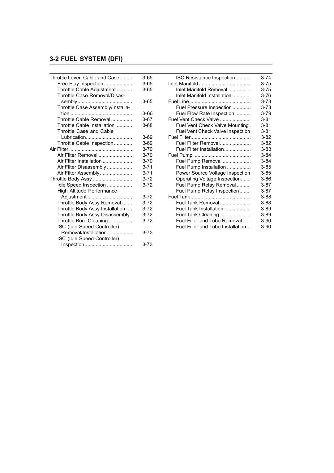 Kawasaki STX-15F service manual Fuel System DFI 