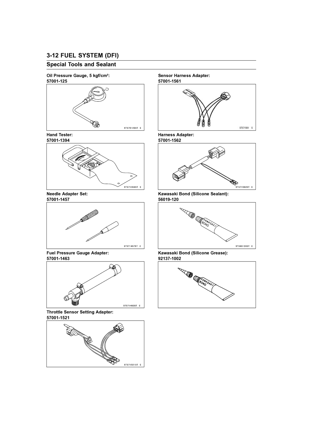 Kawasaki STX-15F service manual Special Tools and Sealant 