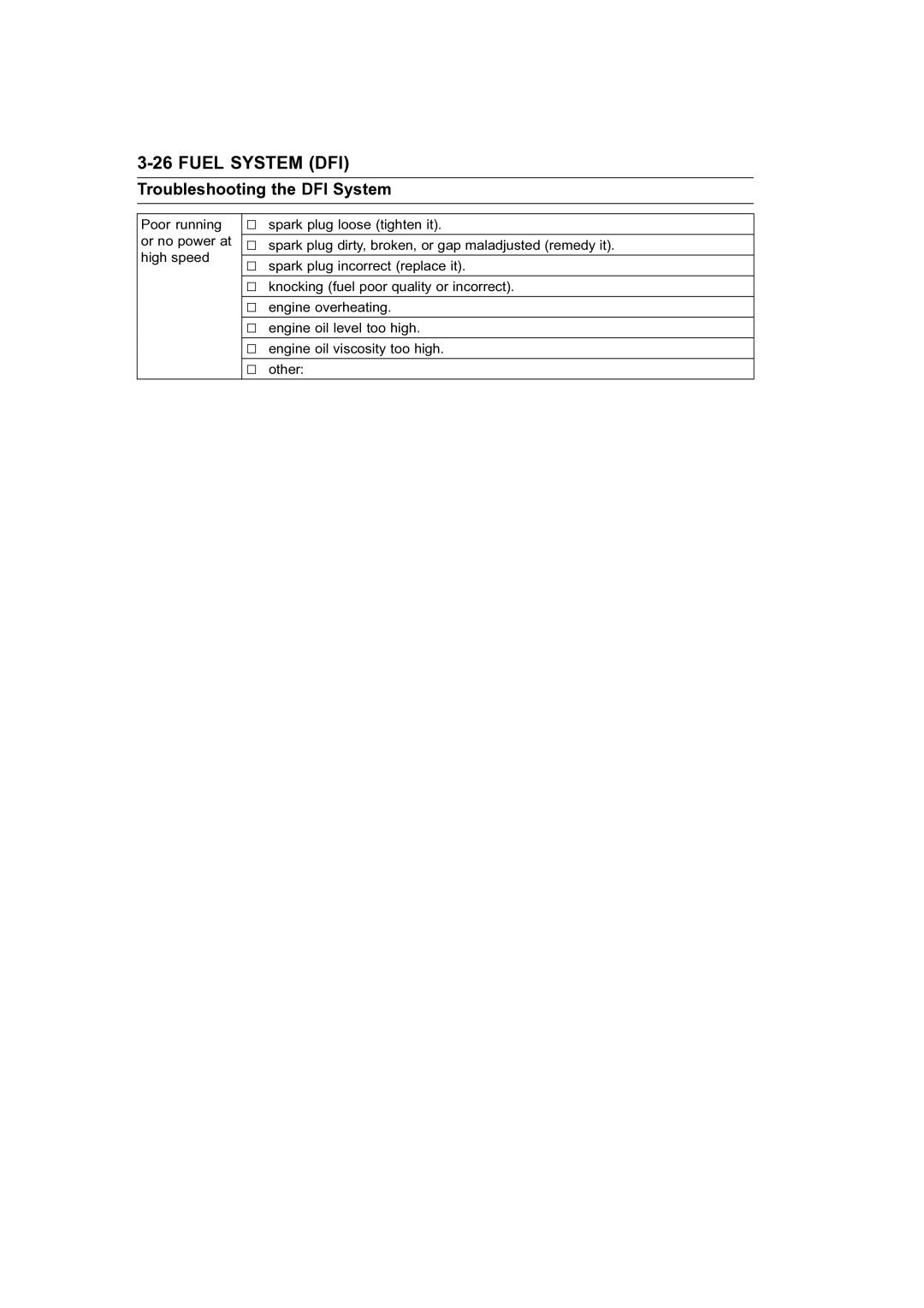 Kawasaki STX-15F service manual Troubleshooting the DFI System 