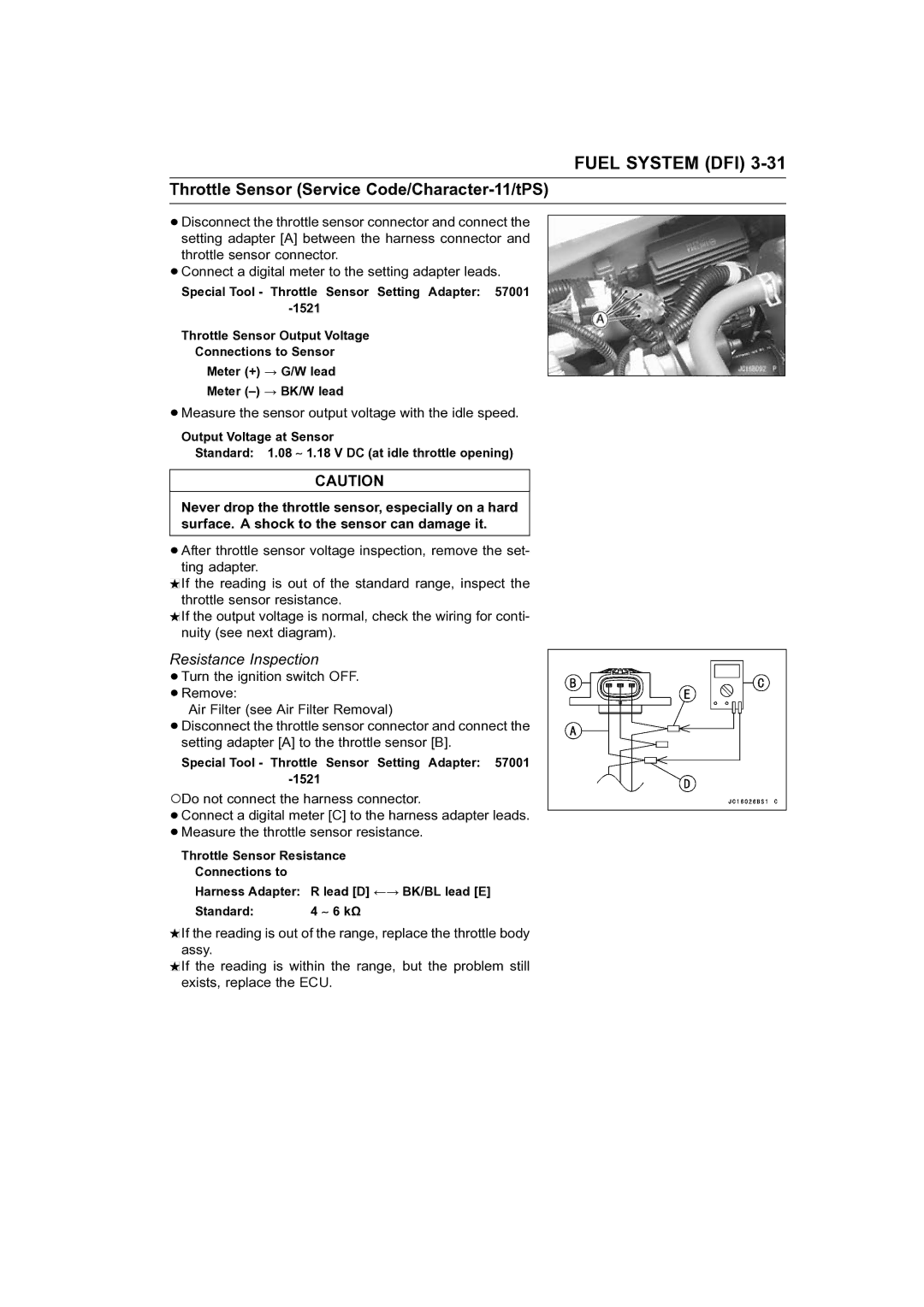 Kawasaki STX-15F service manual Resistance Inspection 