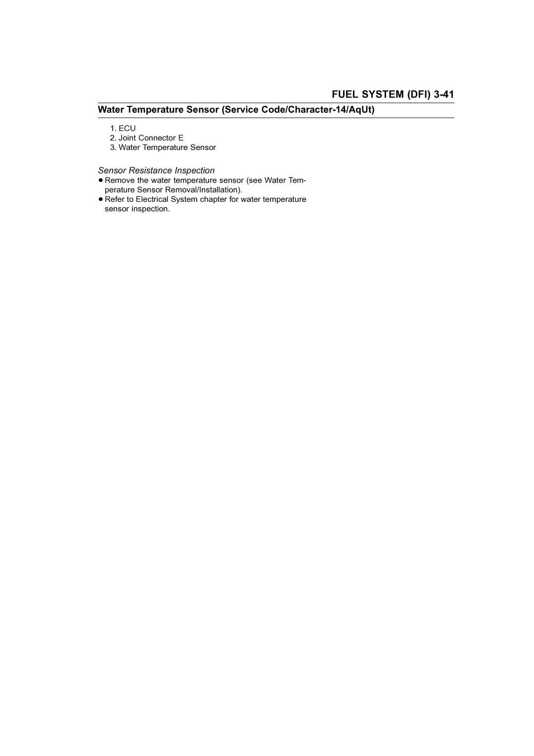 Kawasaki STX-15F service manual ECU Joint Connector E Water Temperature Sensor 