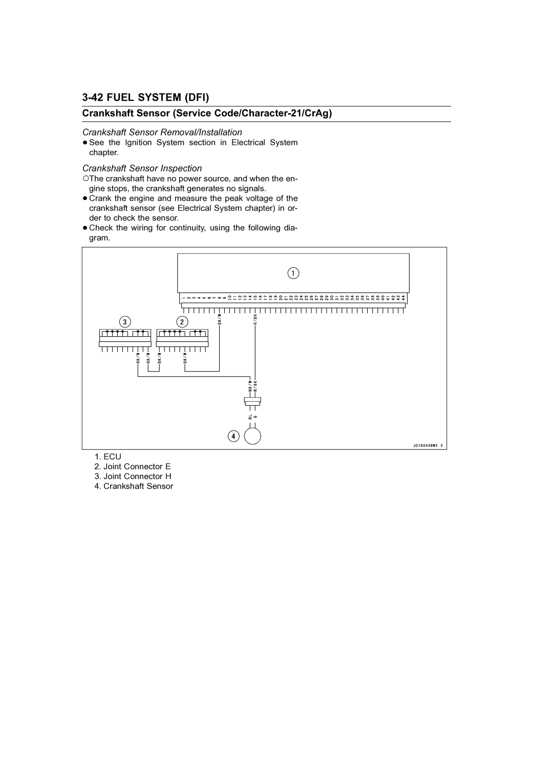 Kawasaki STX-15F service manual Crankshaft Sensor Service Code/Character-21/CrAg, Crankshaft Sensor Removal/Installation 