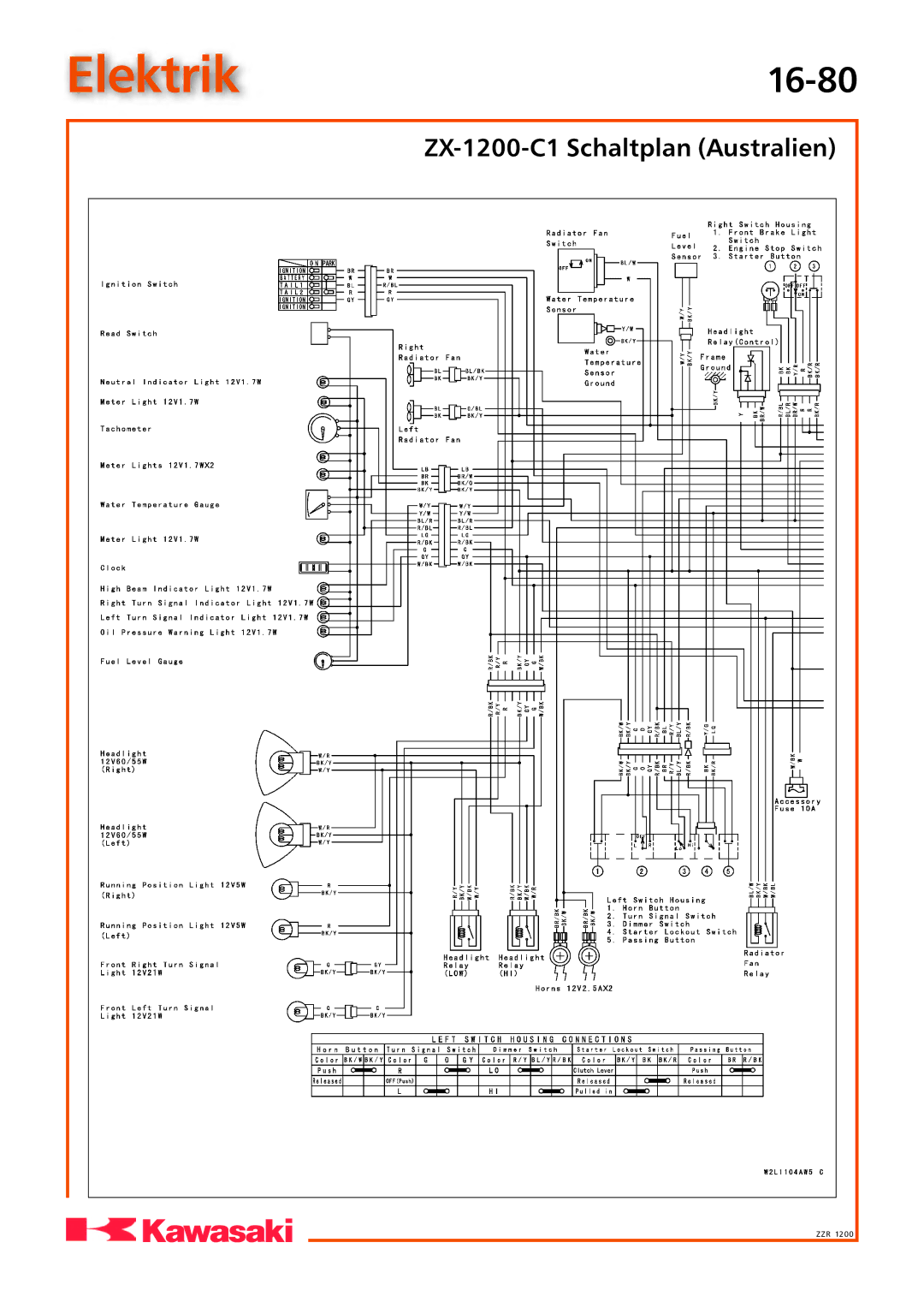 Kawasaki ZZR1200 manual Elektrik16-80 