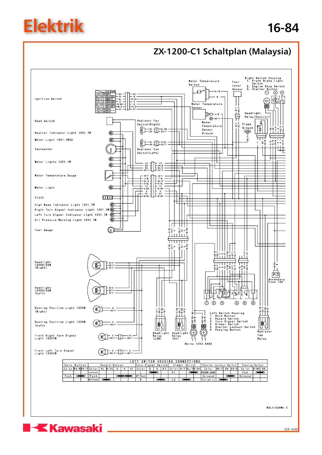 Kawasaki ZZR1200 manual Elektrik16-84 