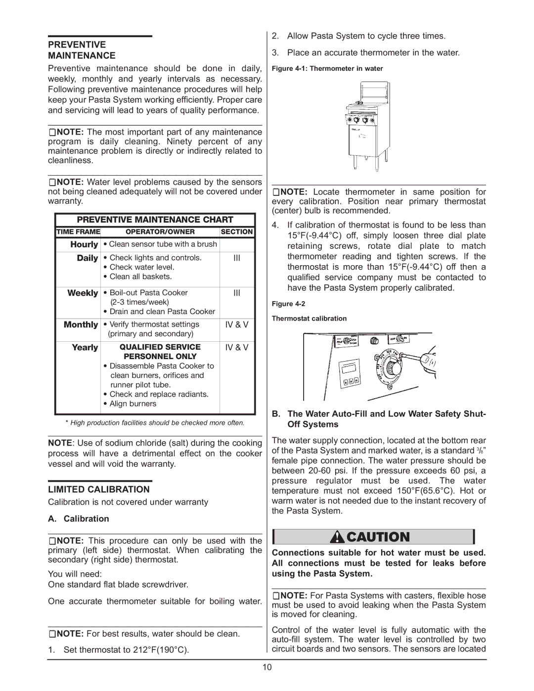 Keating Of Chicago 0107 service manual Limited Calibration, Preventive Maintenance Chart 