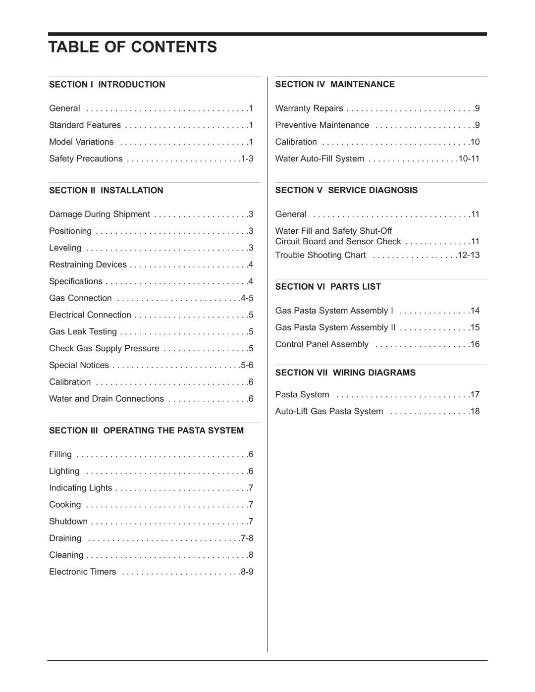 Keating Of Chicago 0107 service manual Table of Contents 