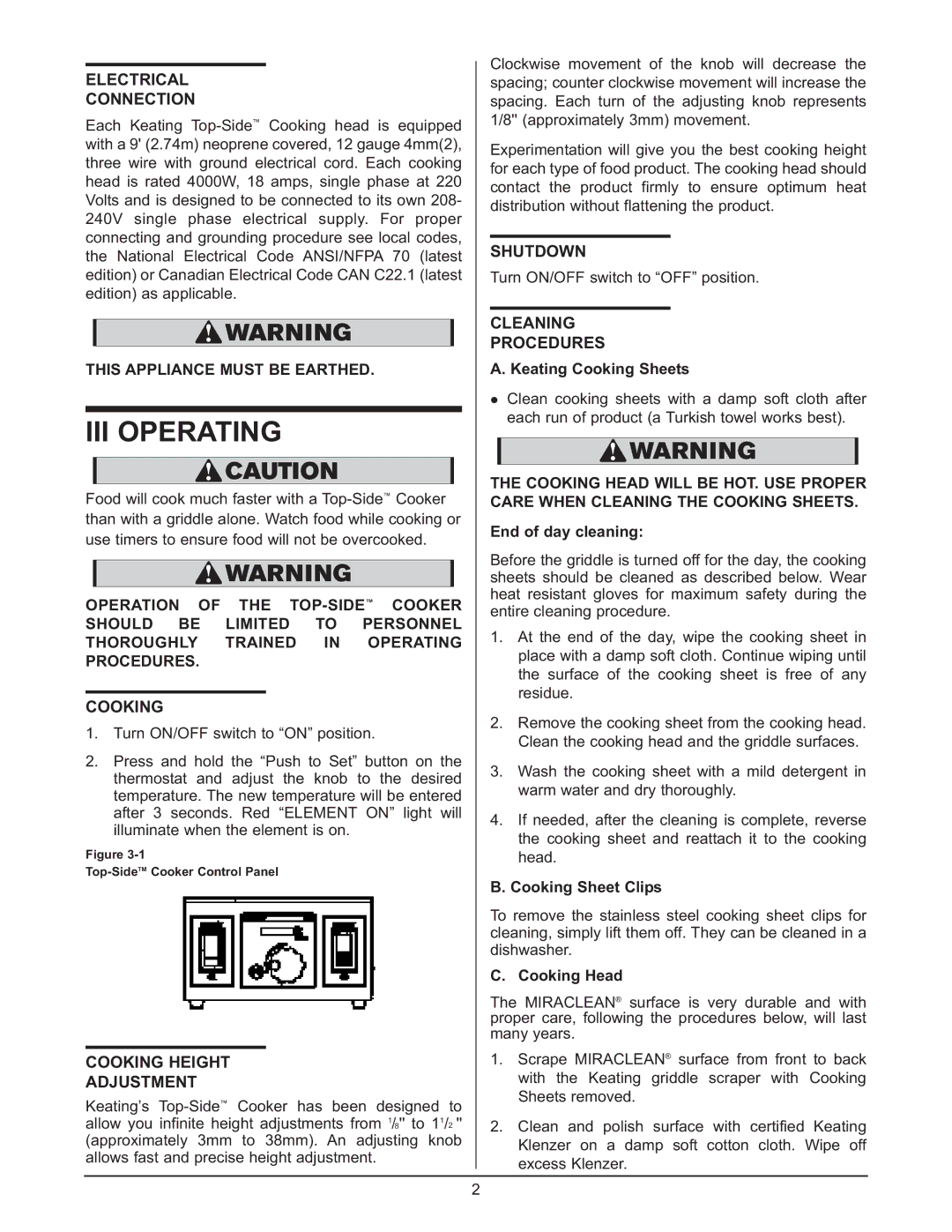 Keating Of Chicago 028951 service manual III Operating 