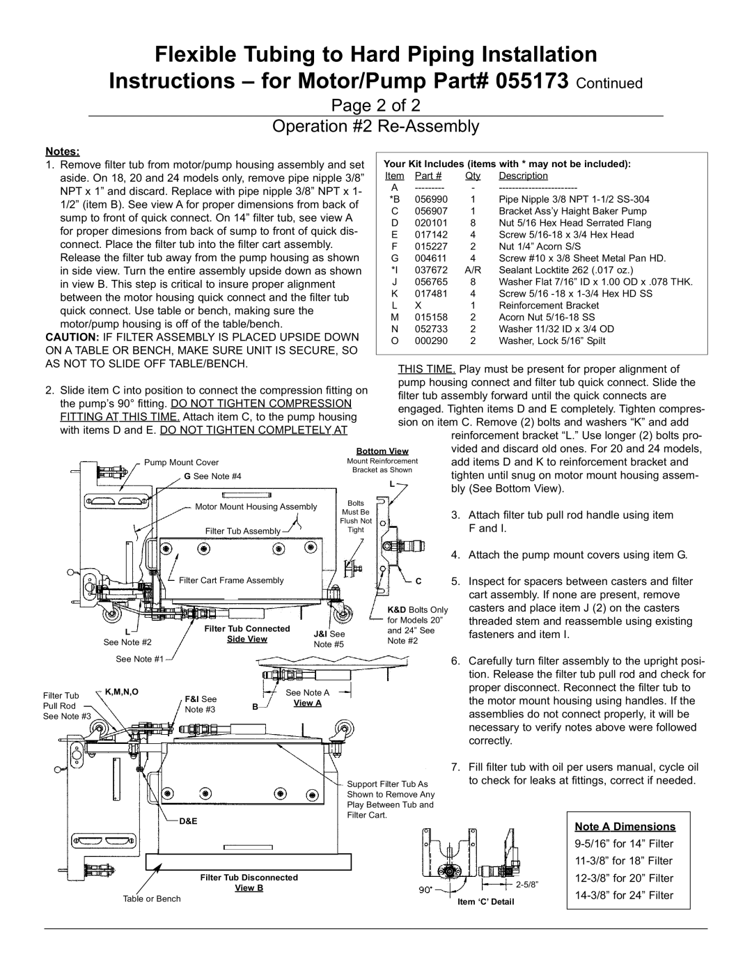 Keating Of Chicago 055173 installation instructions Operation #2 Re-Assembly 