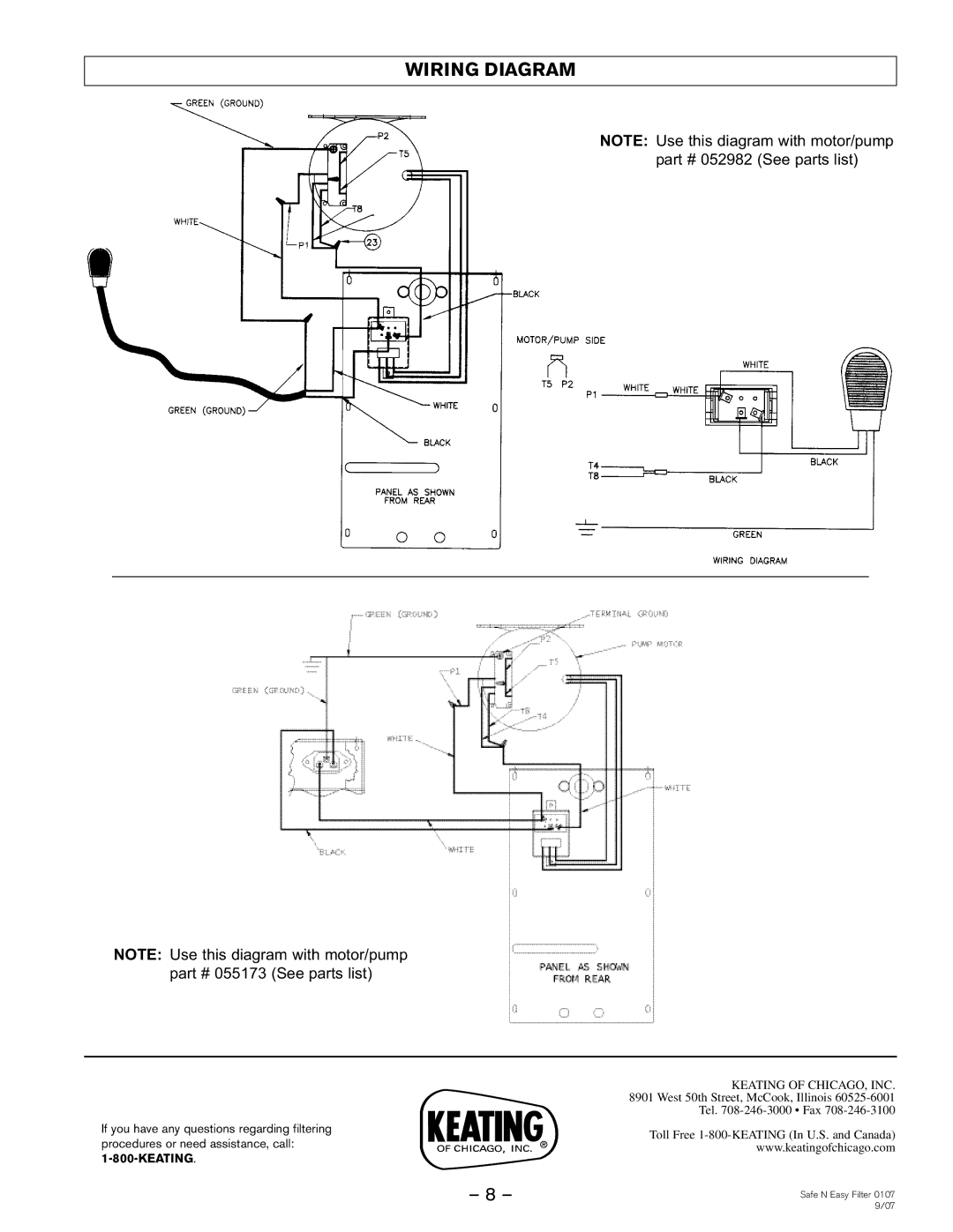 Keating Of Chicago 1-800 owner manual Wiring Diagram, Keating 