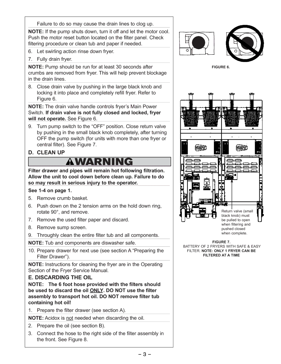 Keating Of Chicago 1-800 owner manual Clean UP, Discarding the OIL, See 1-4 on 