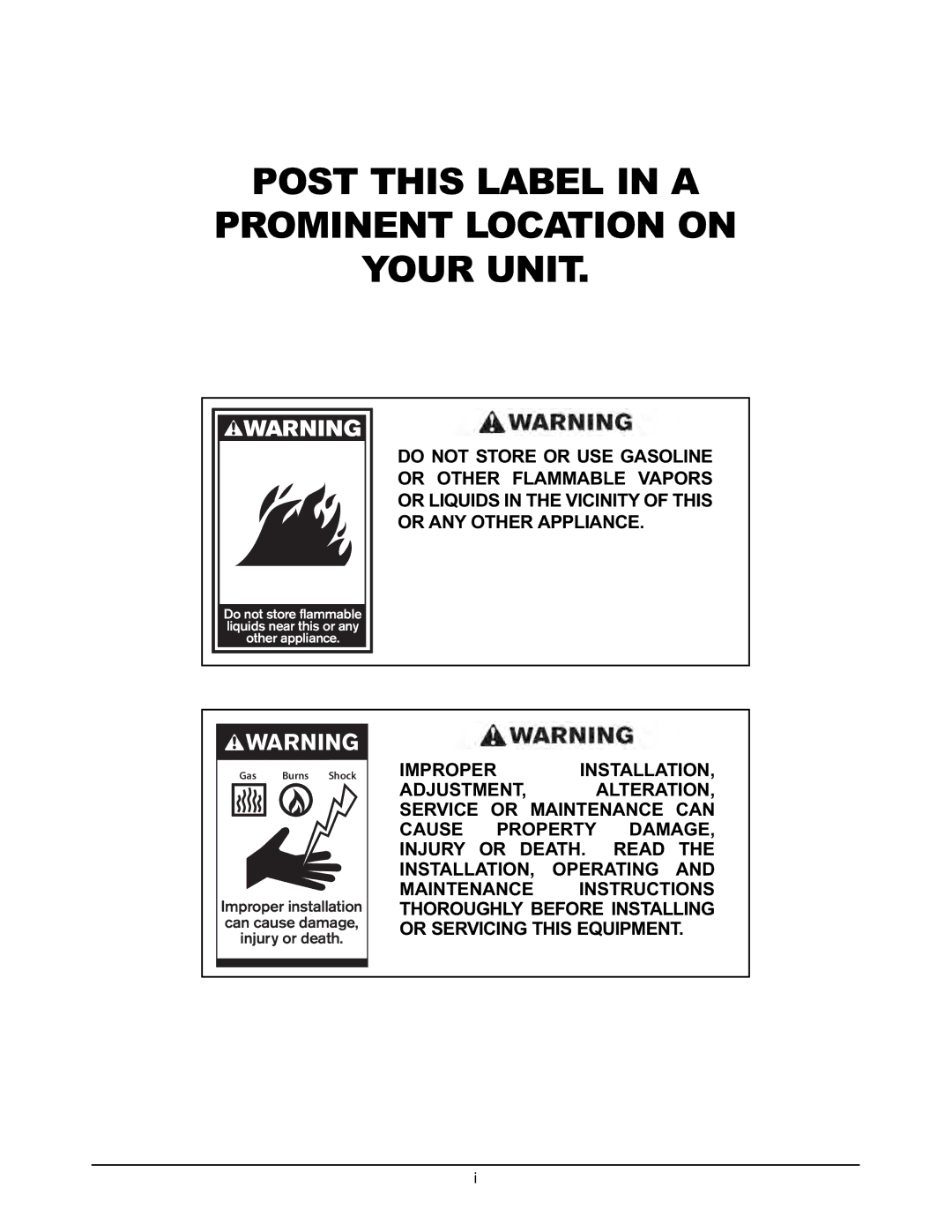 Keating Of Chicago 2000 user manual Post this Label in a Prominent Location on Your Unit 