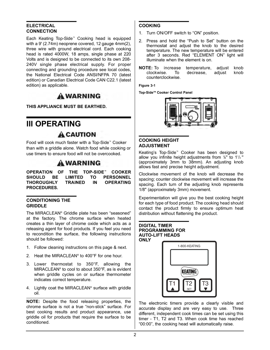 Keating Of Chicago 2005 user manual III Operating 