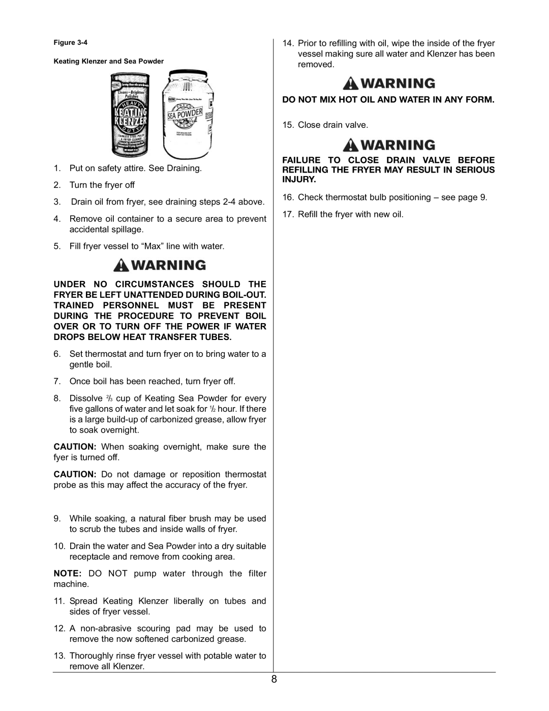 Keating Of Chicago 2006 warranty Close drain valve 