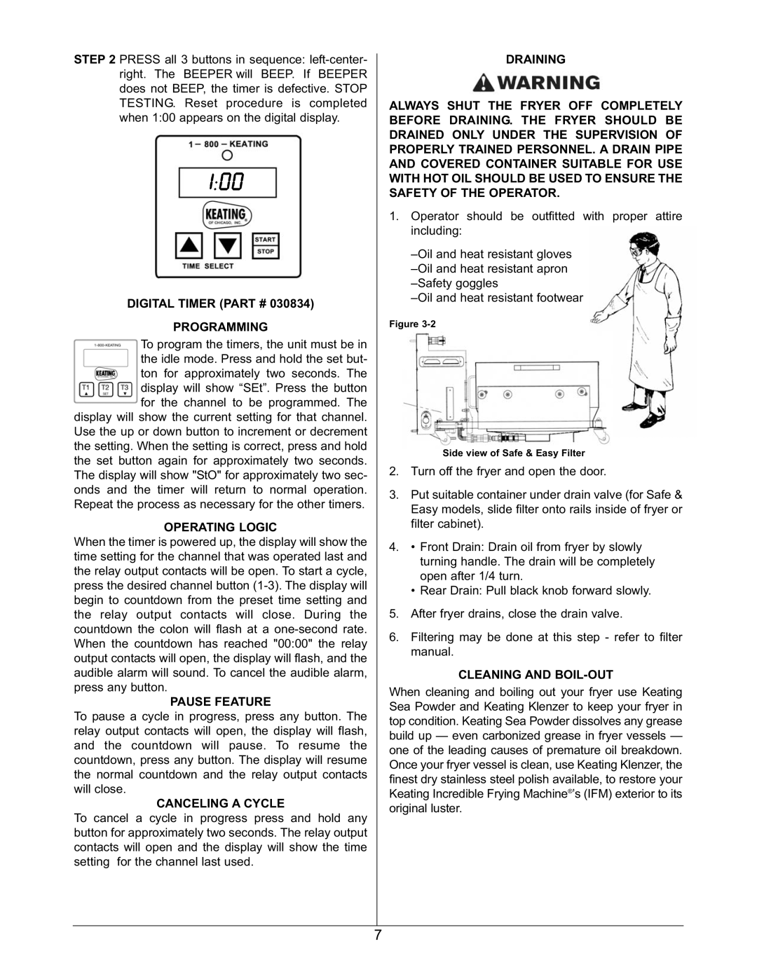 Keating Of Chicago 2006 warranty Digital Timer Programming, Operating Logic, Pause Feature, Canceling a Cycle 