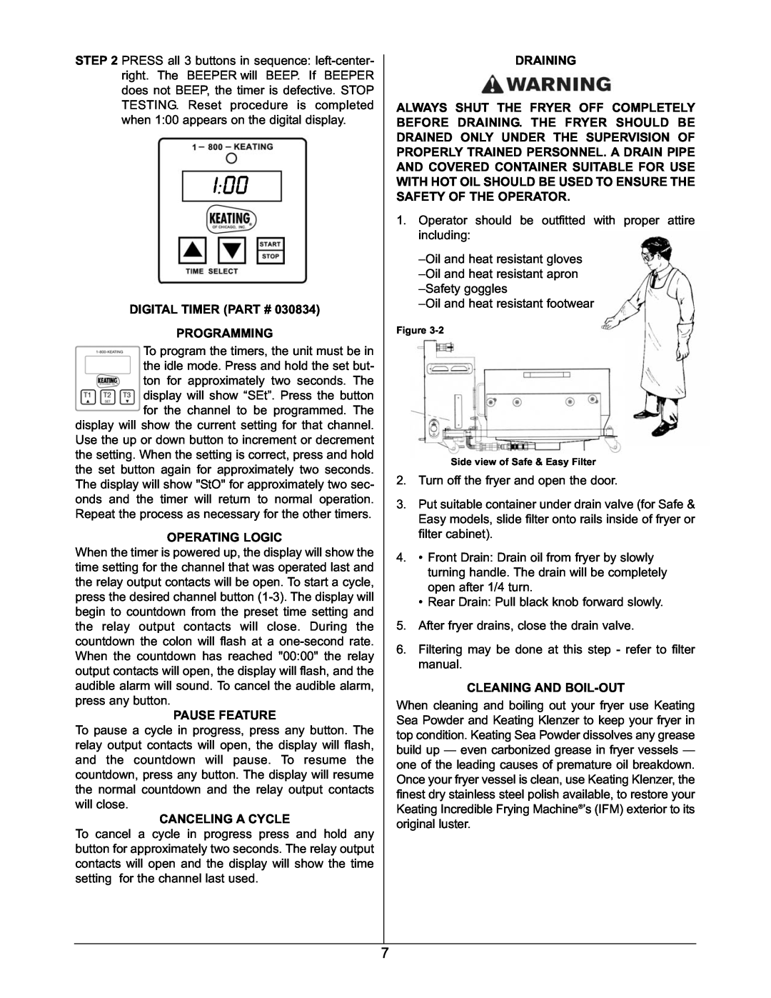 Keating Of Chicago 2006 Digital Timer Part # Programming, Operating Logic, Pause Feature, Canceling A Cycle, Draining 