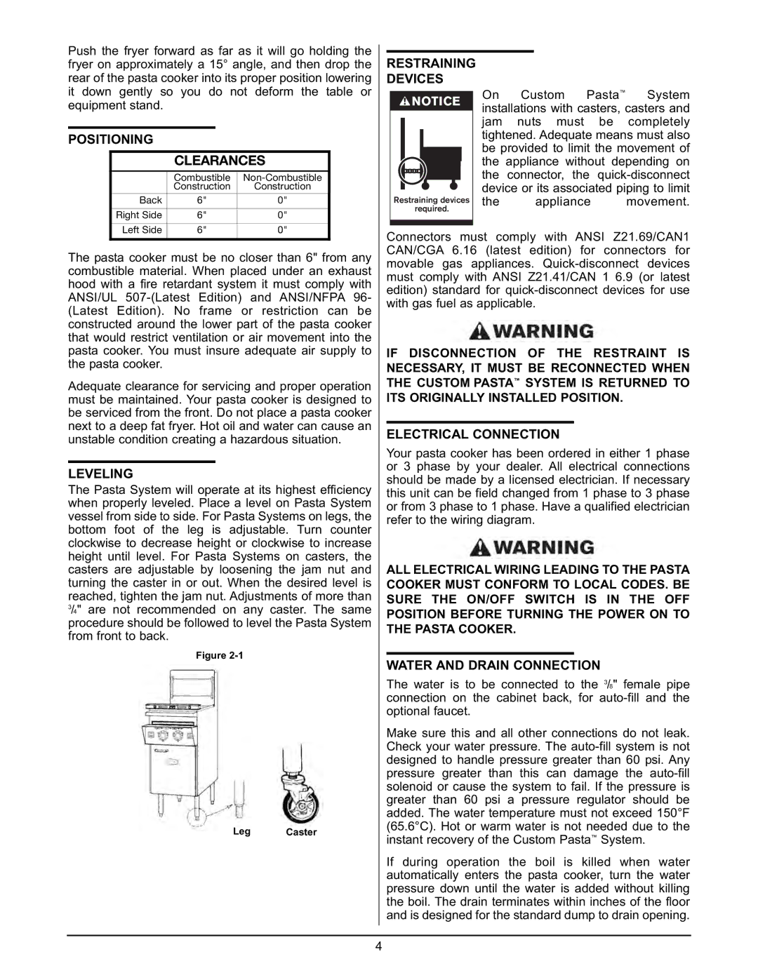 Keating Of Chicago 2009 Positioning, Restraining Devices, Leveling, Electrical Connection, Water and Drain Connection 