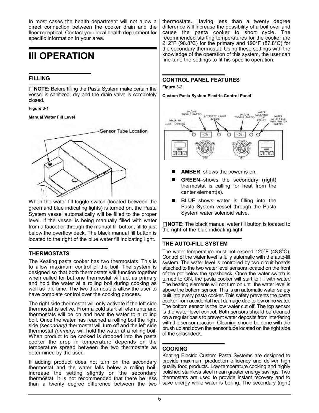 Keating Of Chicago 2009 manual III Operation 