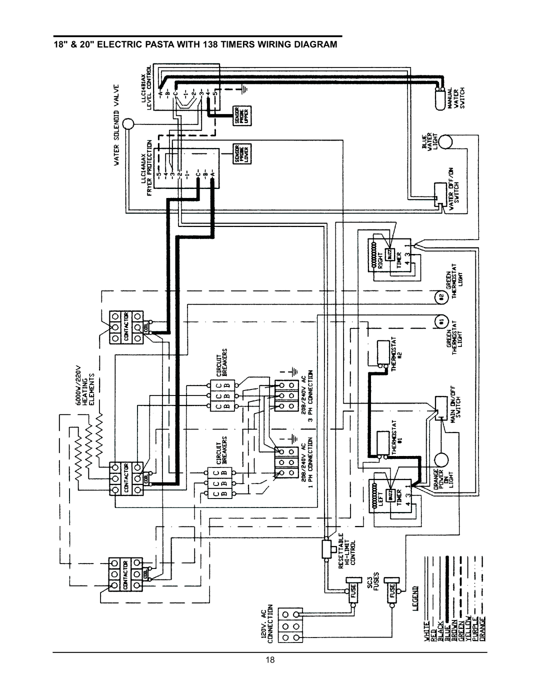 Keating Of Chicago 240V service manual 18 & 20 Electric Pasta with 138 Timers Wiring Diagram 