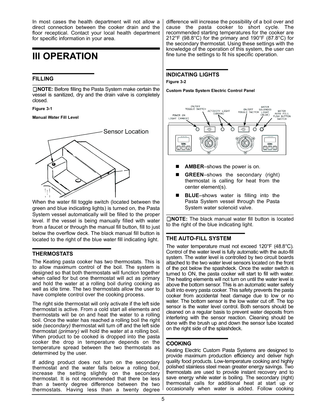 Keating Of Chicago 240V service manual III Operation 