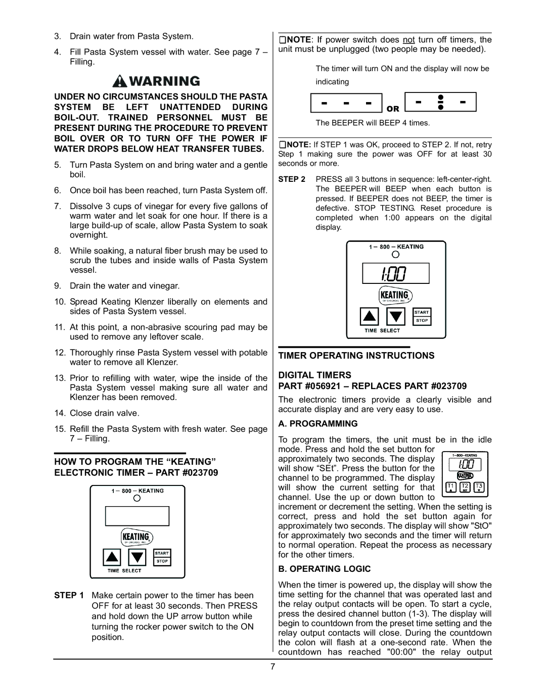 Keating Of Chicago 240V HOW to Program the Keating Electronic Timer, Timer Operating Instructions Digital Timers 