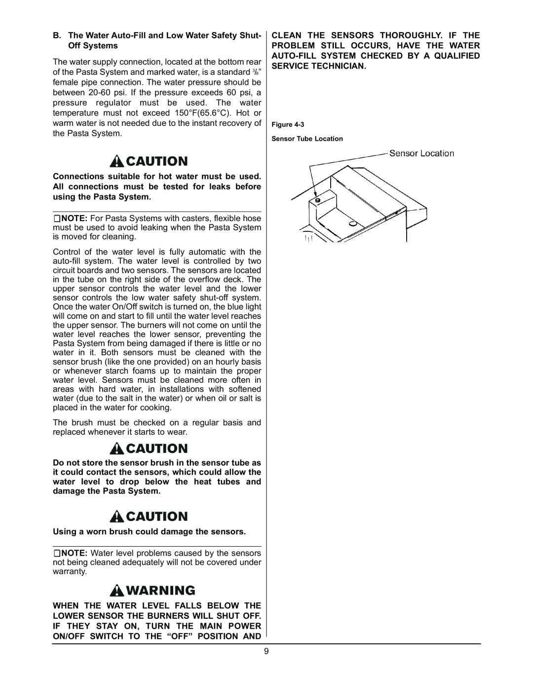 Keating Of Chicago 240V service manual B. The Water Auto-Fill and Low Water Safety Shut- Off Systems 