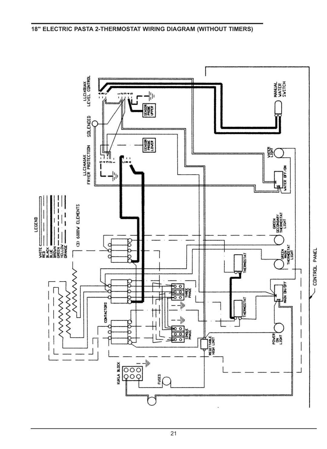 Keating Of Chicago 24763 manual Electric Pasta 2-THERMOSTAT Wiring Diagram Without Timers 