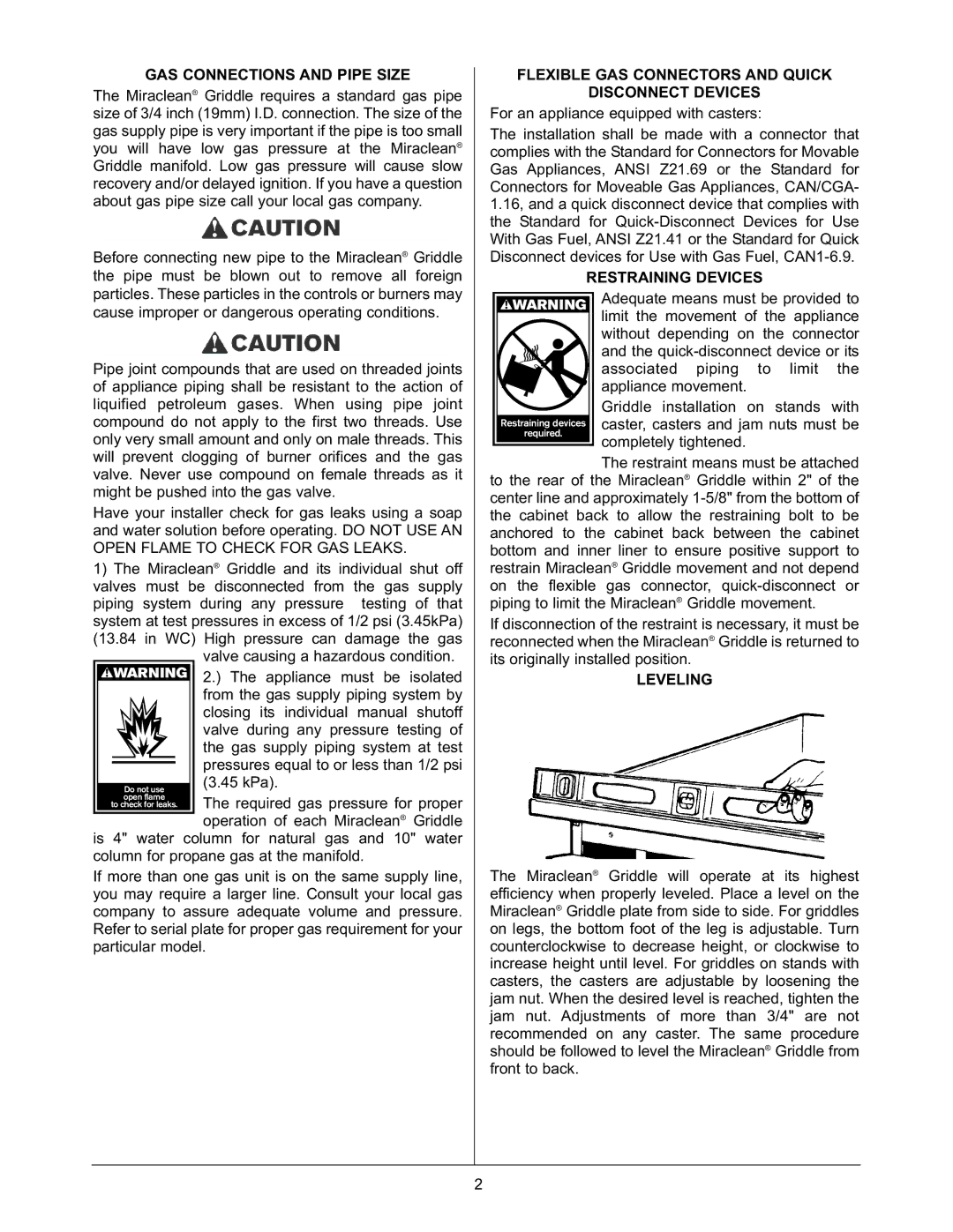 Keating Of Chicago 37399 GAS Connections and Pipe Size, Flexible GAS Connectors and Quick Disconnect Devices, Leveling 