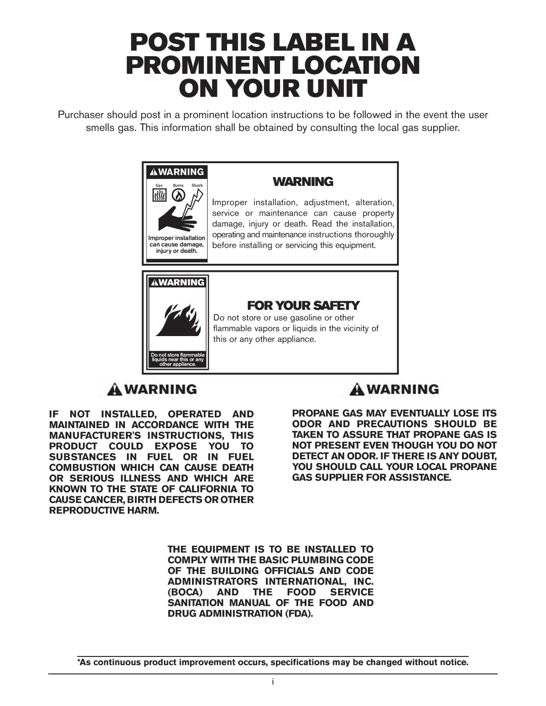 Keating Of Chicago Fryer user manual Post this Label in a Prominent Location On Your Unit 