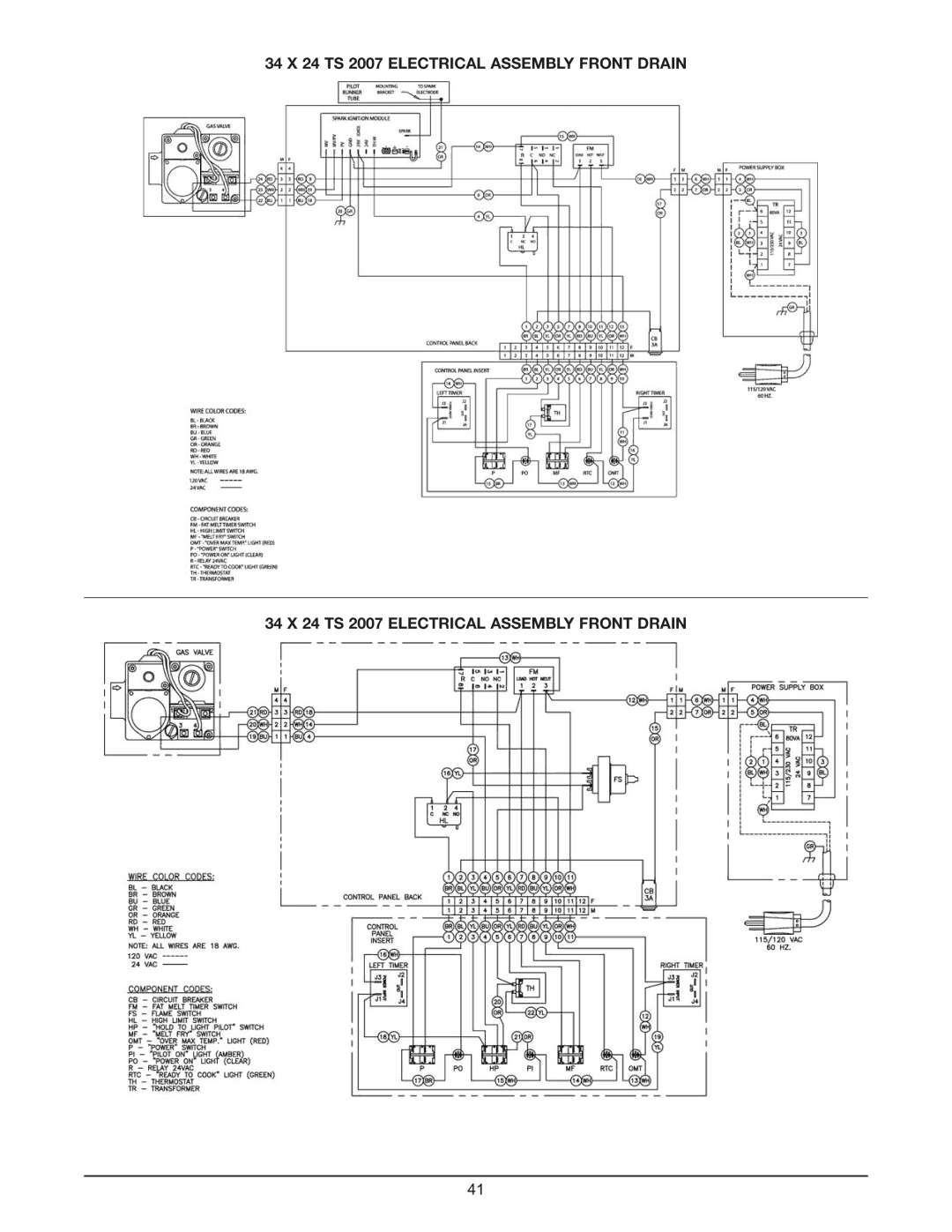 Keating Of Chicago Fryer user manual 34 X 24 TS 2007 Electrical Assembly Front Drain 