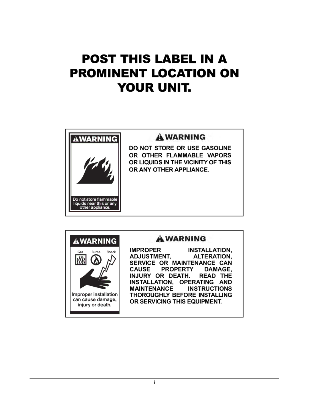 Keating Of Chicago Griddle user manual Post this Label in a Prominent Location on Your Unit 