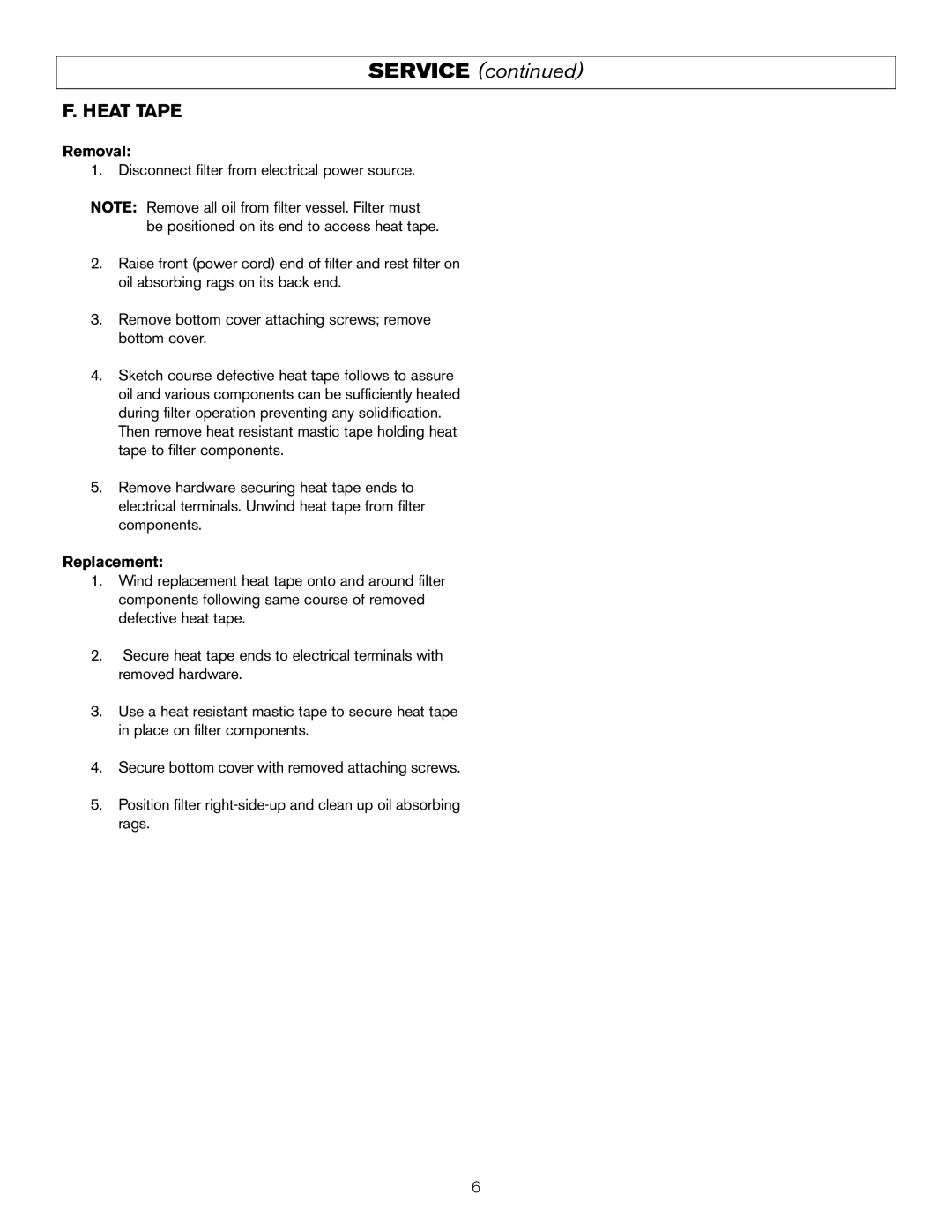 Keating Of Chicago LB-200, LB-65 user manual Heat Tape 