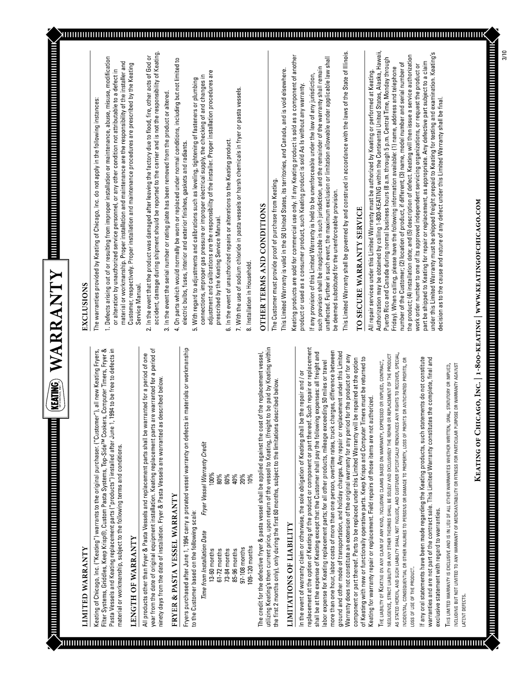Keating Of Chicago LB-200, LB-65 user manual 
