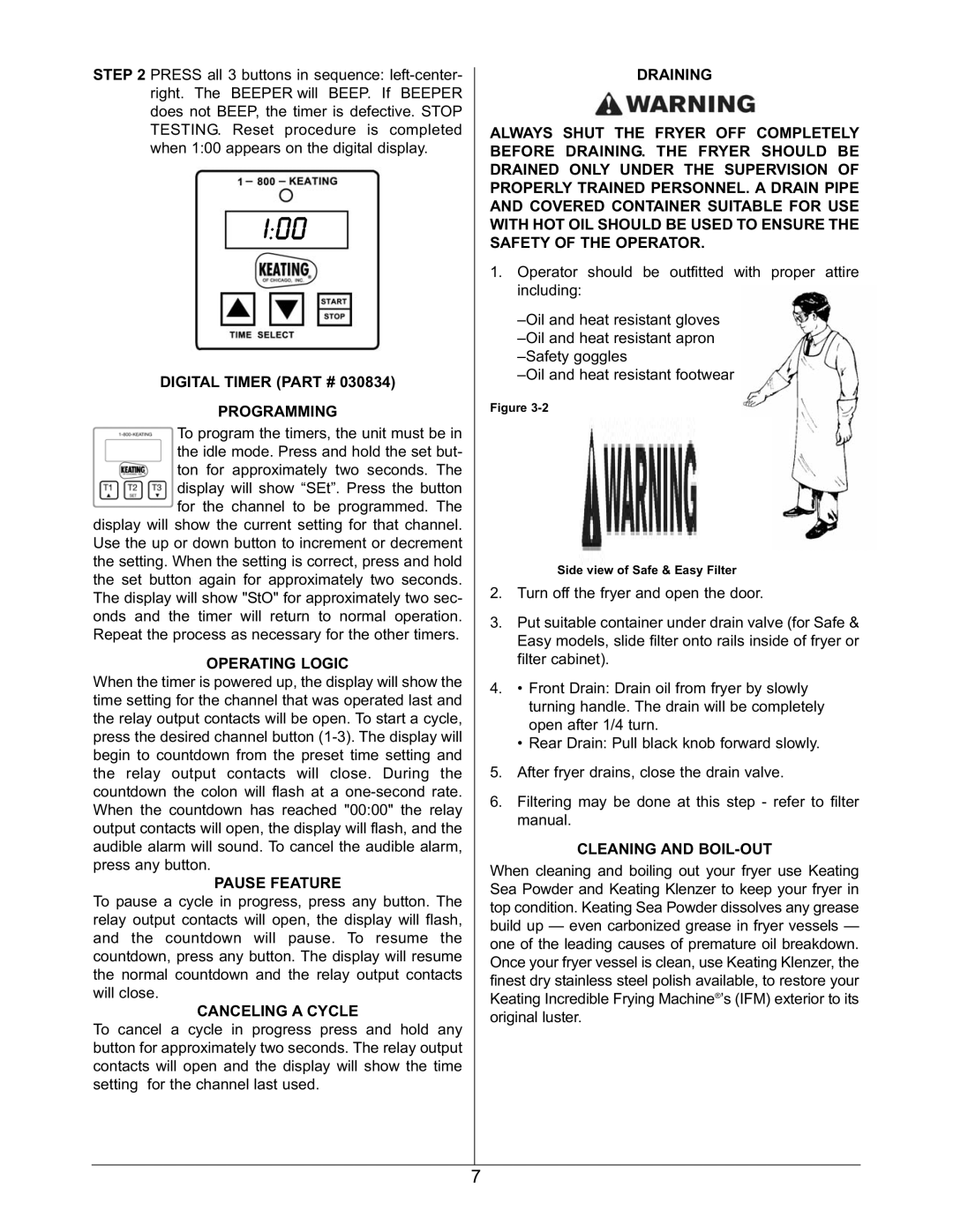 Keating Of Chicago SERIES 2006 warranty Digital Timer Programming, Operating Logic, Pause Feature, Canceling a Cycle 