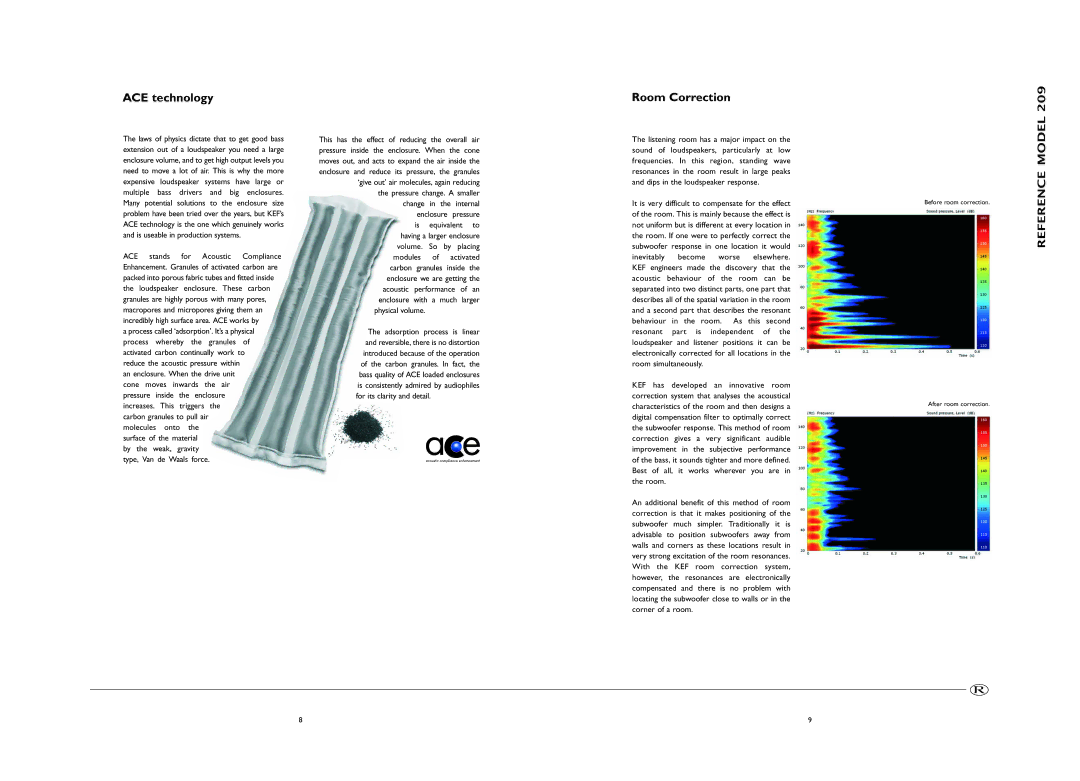 KEF Audio 208, 209 manual ACE technology, Room Correction 