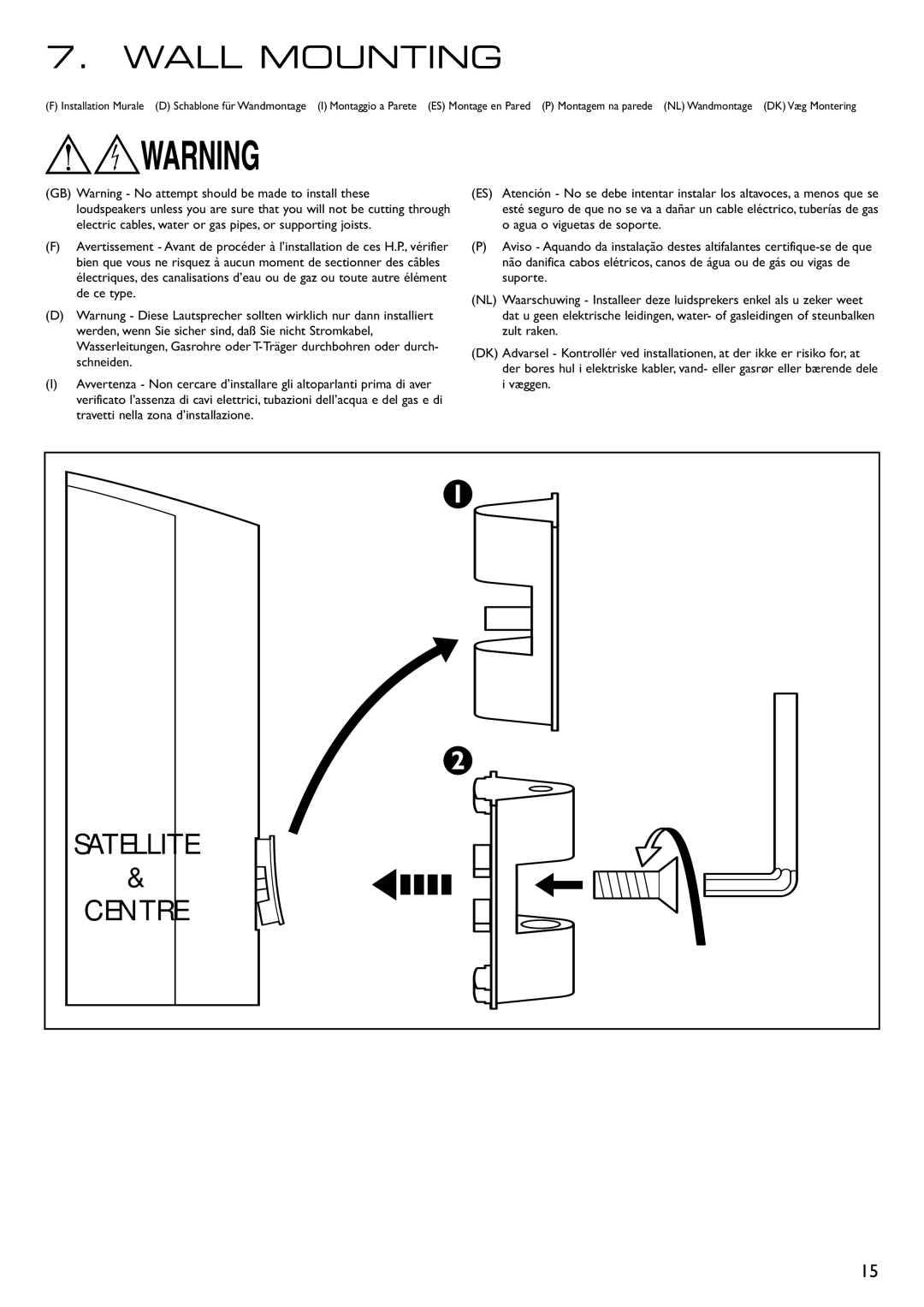 KEF Audio 290149ML installation manual Wall Mounting 